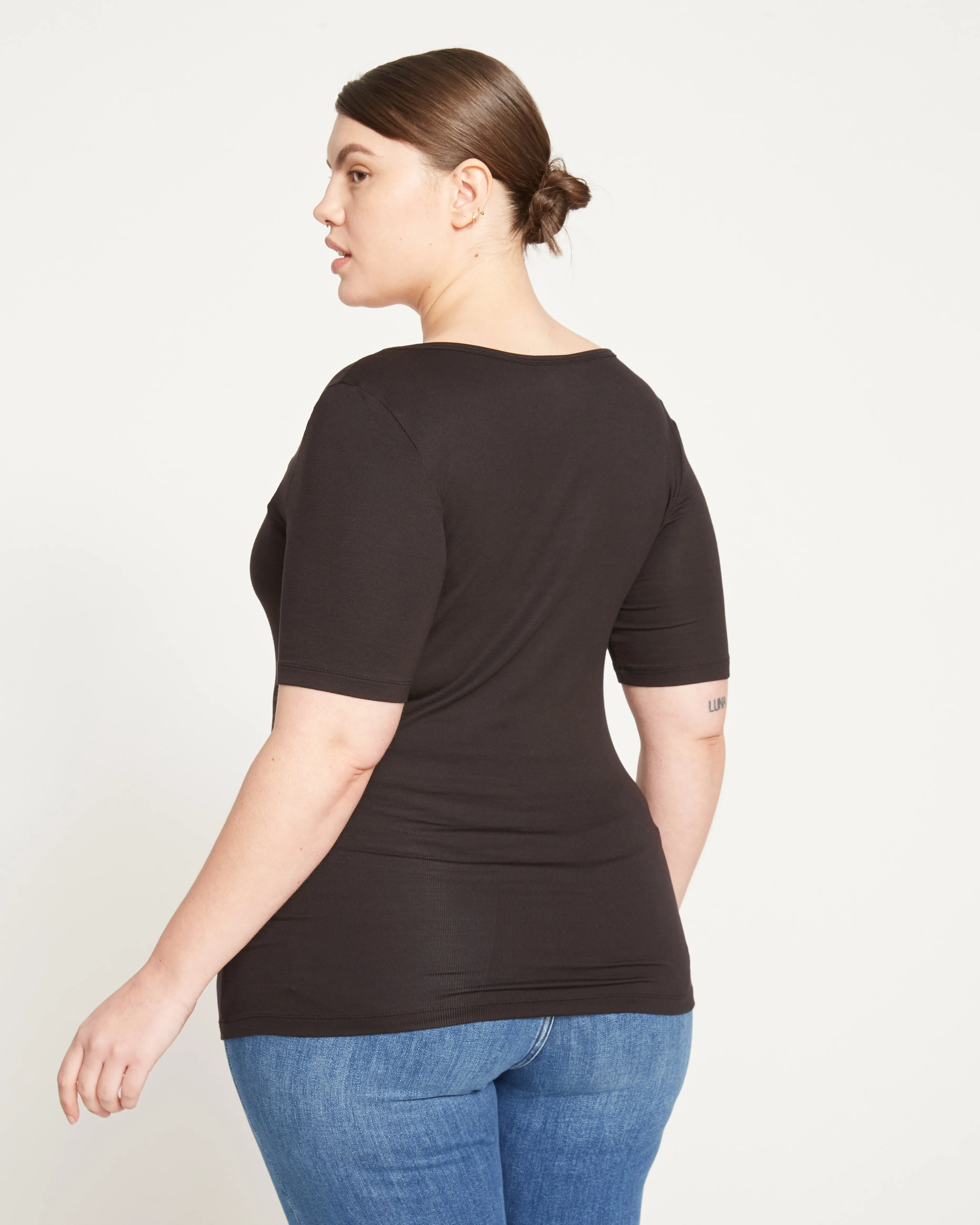 Foundation Short Sleeve Square Neck Tee - Black sold by Universal Standard product image thumbnail 4