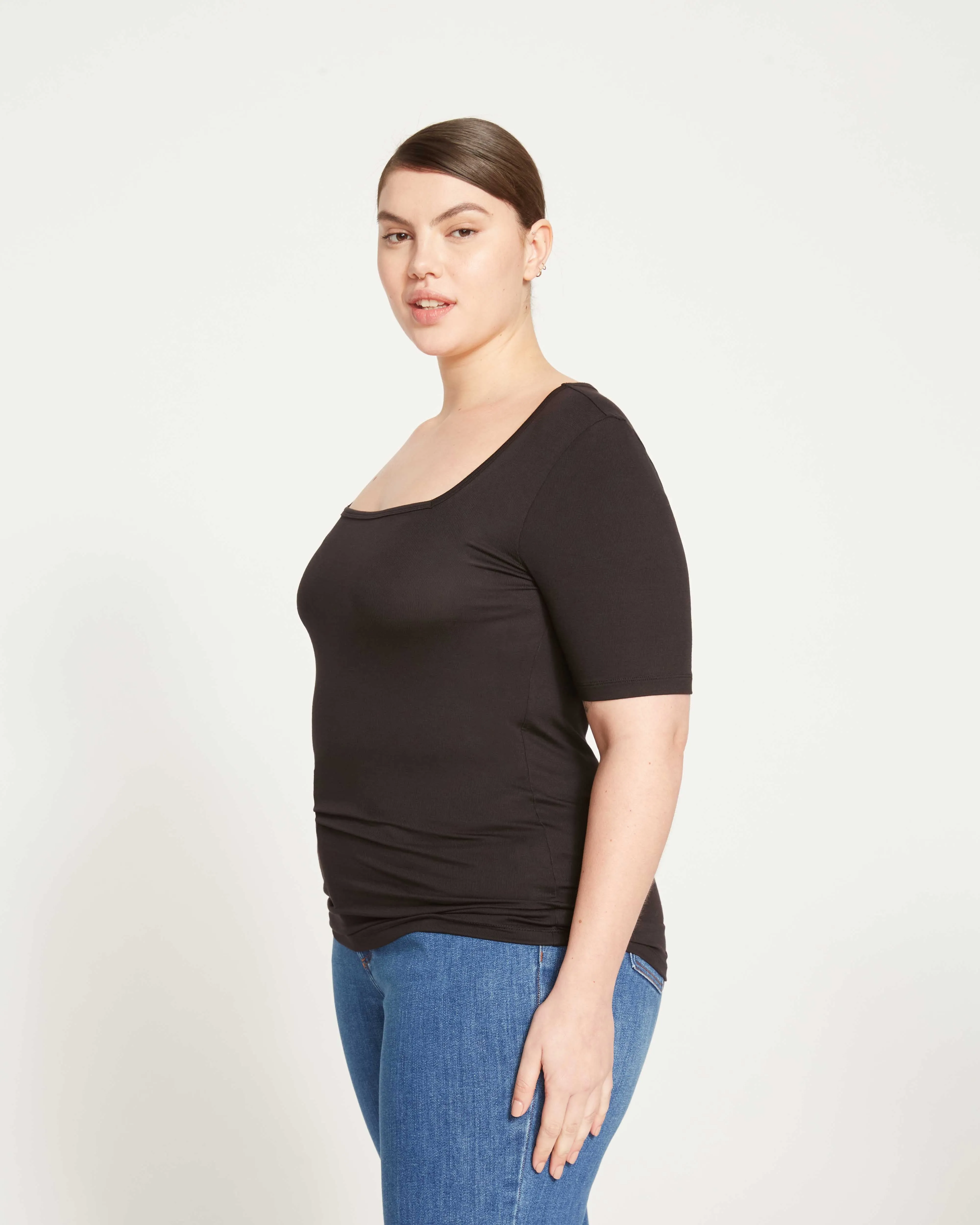 Foundation Short Sleeve Square Neck Tee - Black sold by Universal Standard product image thumbnail 3