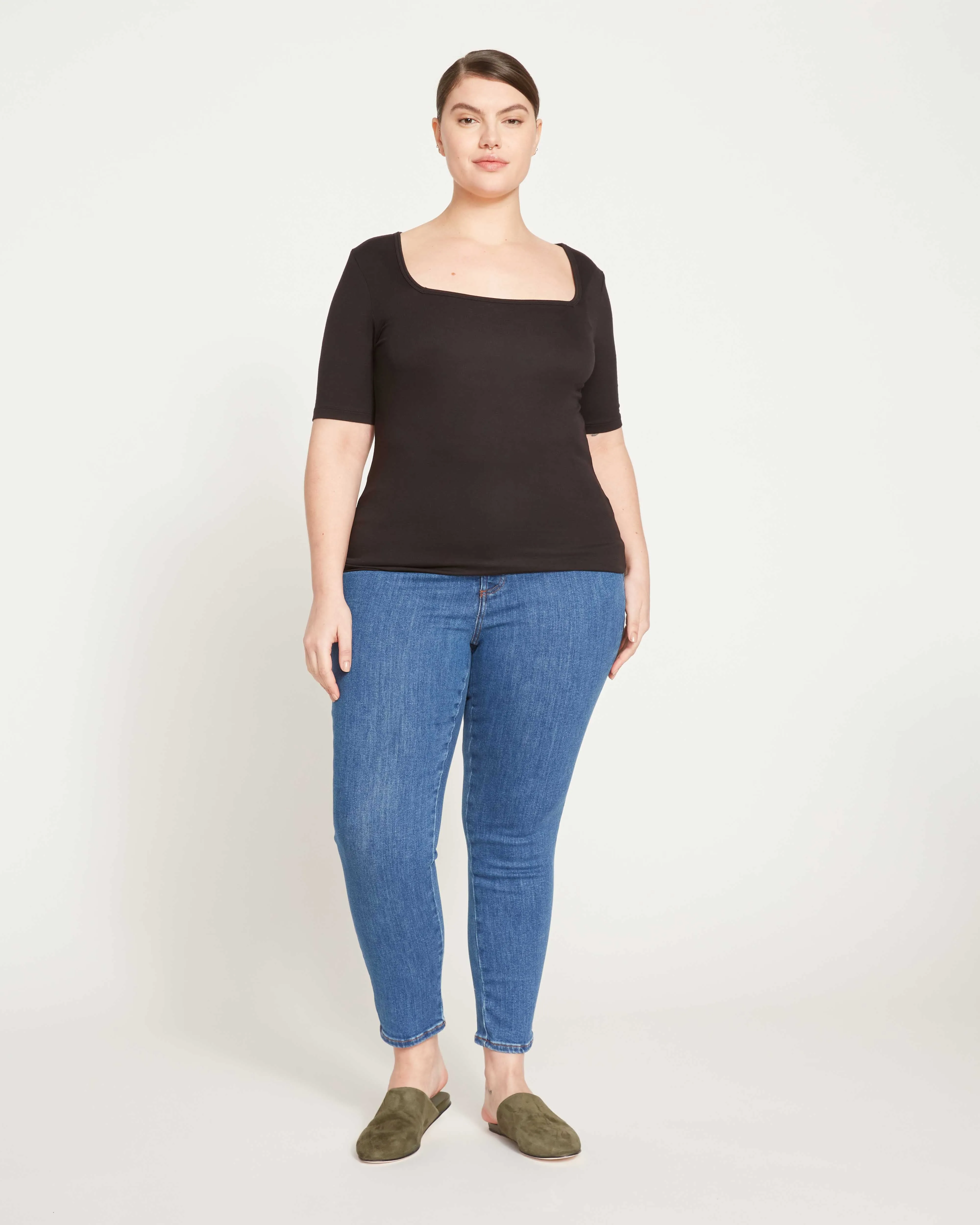 Foundation Short Sleeve Square Neck Tee - Black sold by Universal Standard product image thumbnail 5