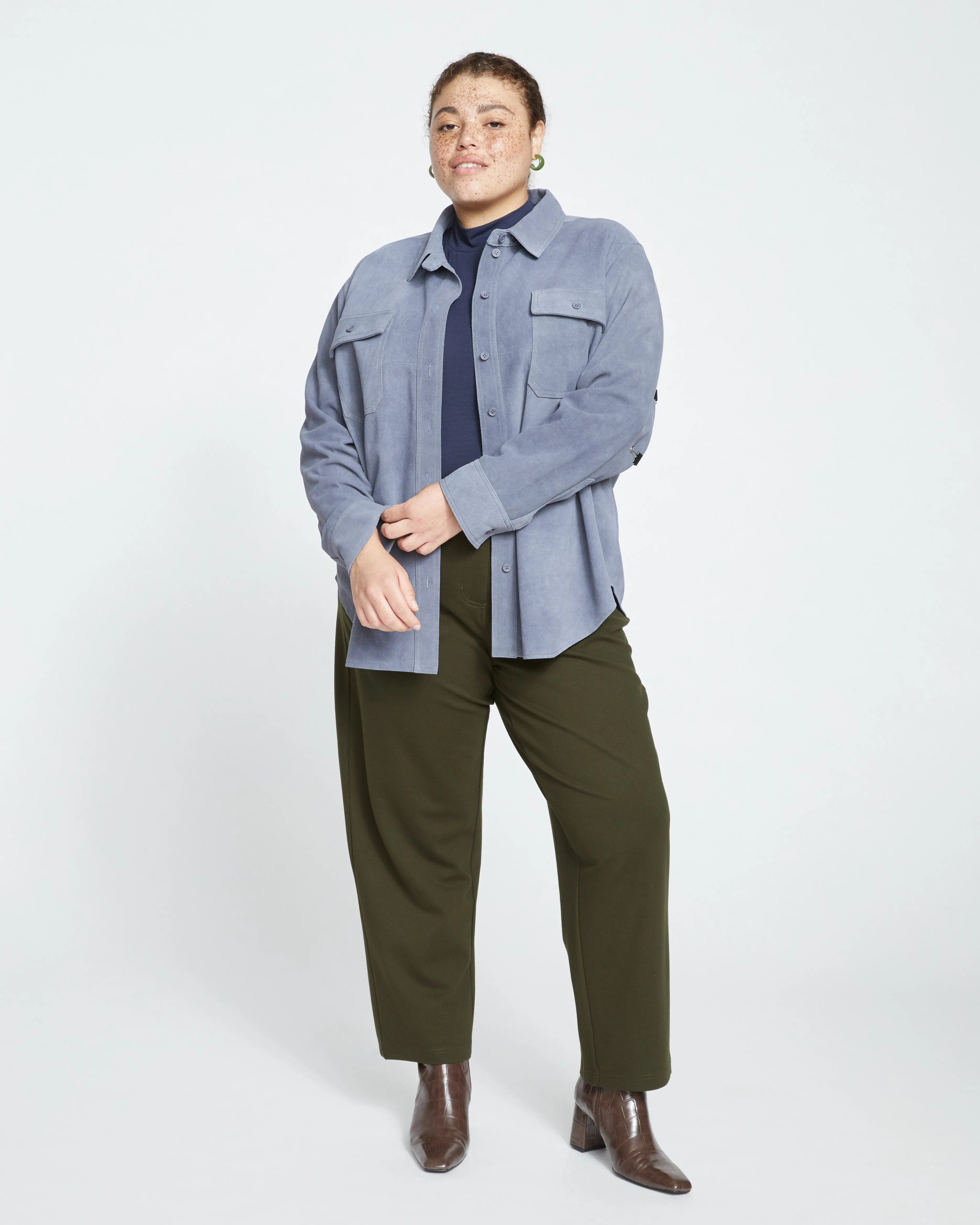 Suede Greenwich Jacket - Cornflower sold by Universal Standard