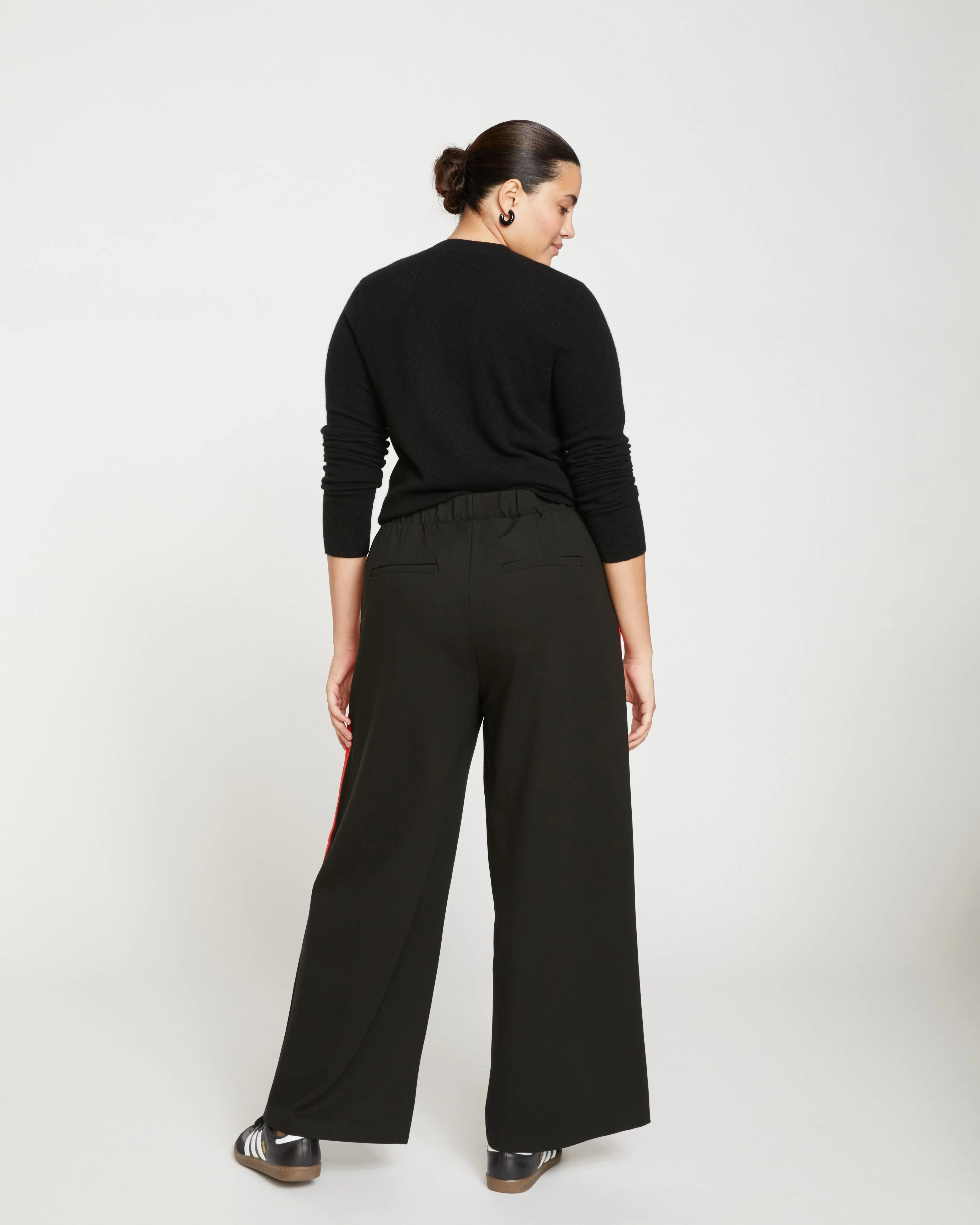 Stephanie Wide Leg Stripe Ponte Pants 30 Inch - Black/Paeonia/Sanguinello sold by Universal Standard product image thumbnail 4