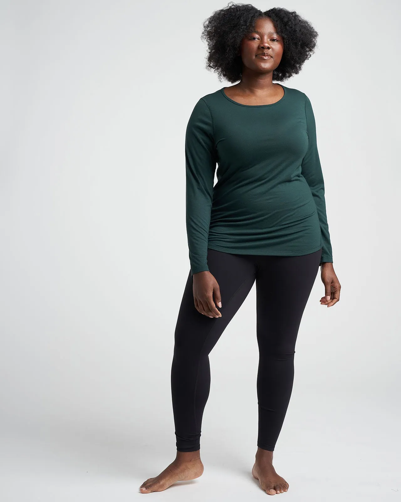 Mia Long Sleeve Movement Tee - Forest Green sold by Universal Standard