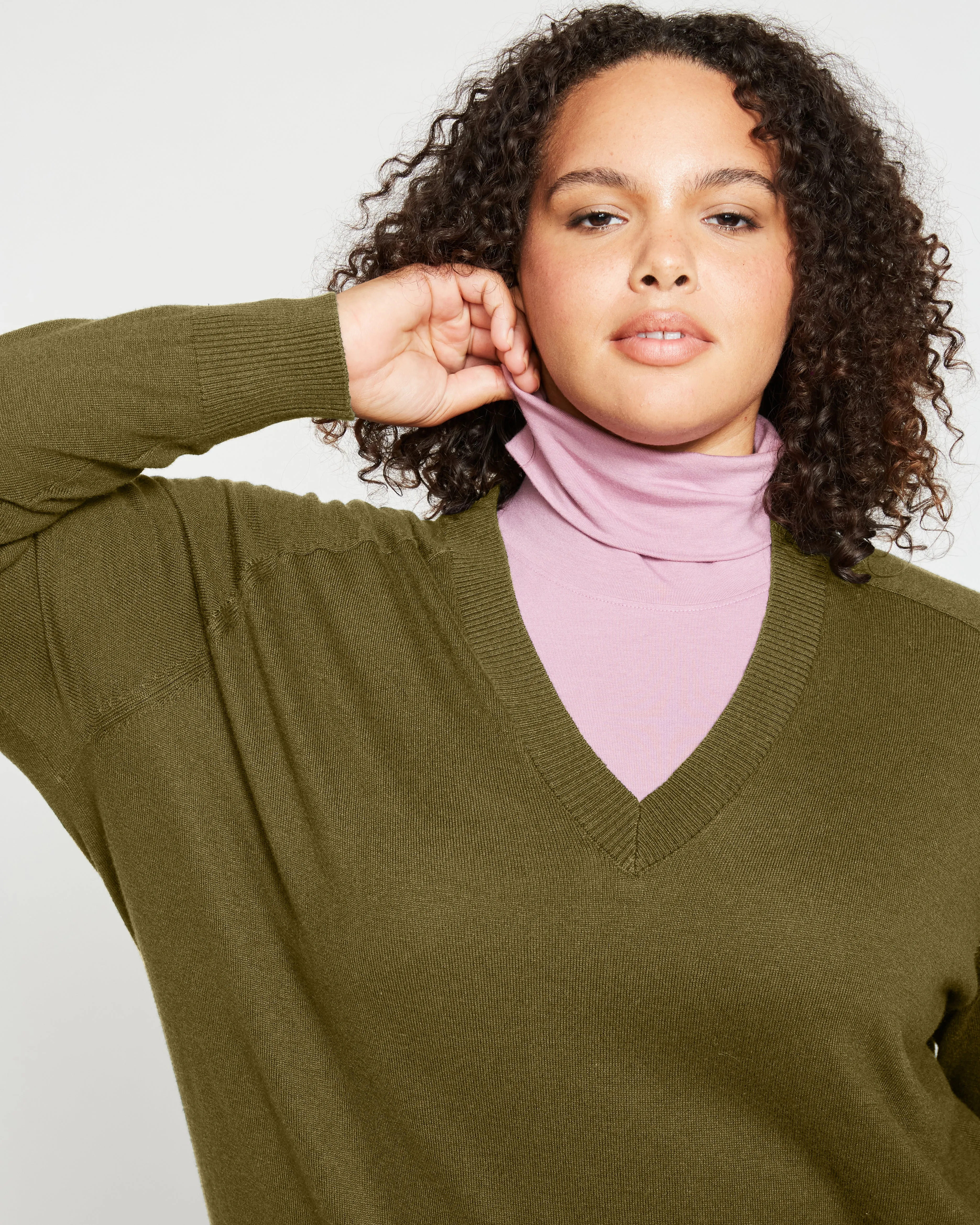 Eco Relaxed Core V Neck Sweater - Castelvetrano sold by Universal Standard