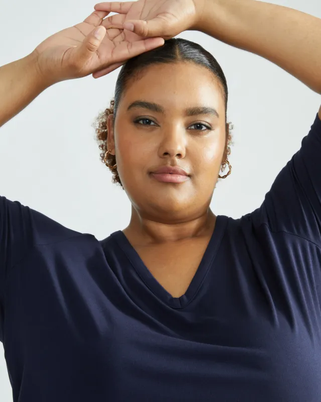 Lily Liquid Jersey V-Neck Stovepipe Tee - Midnight sold by Universal Standard