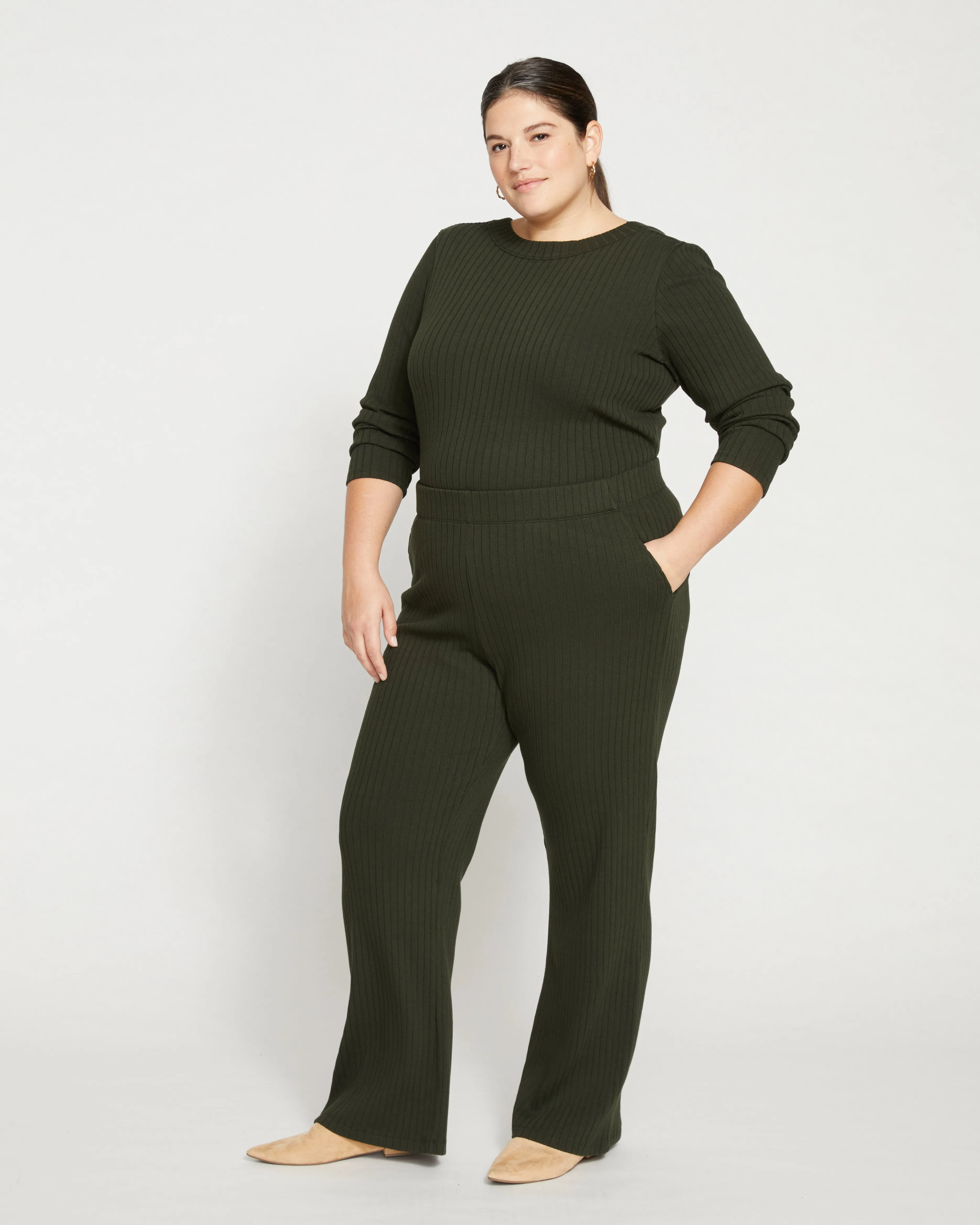 Aspen Rib Wide Leg Pant - Evening Forest sold by Universal Standard product image thumbnail 4