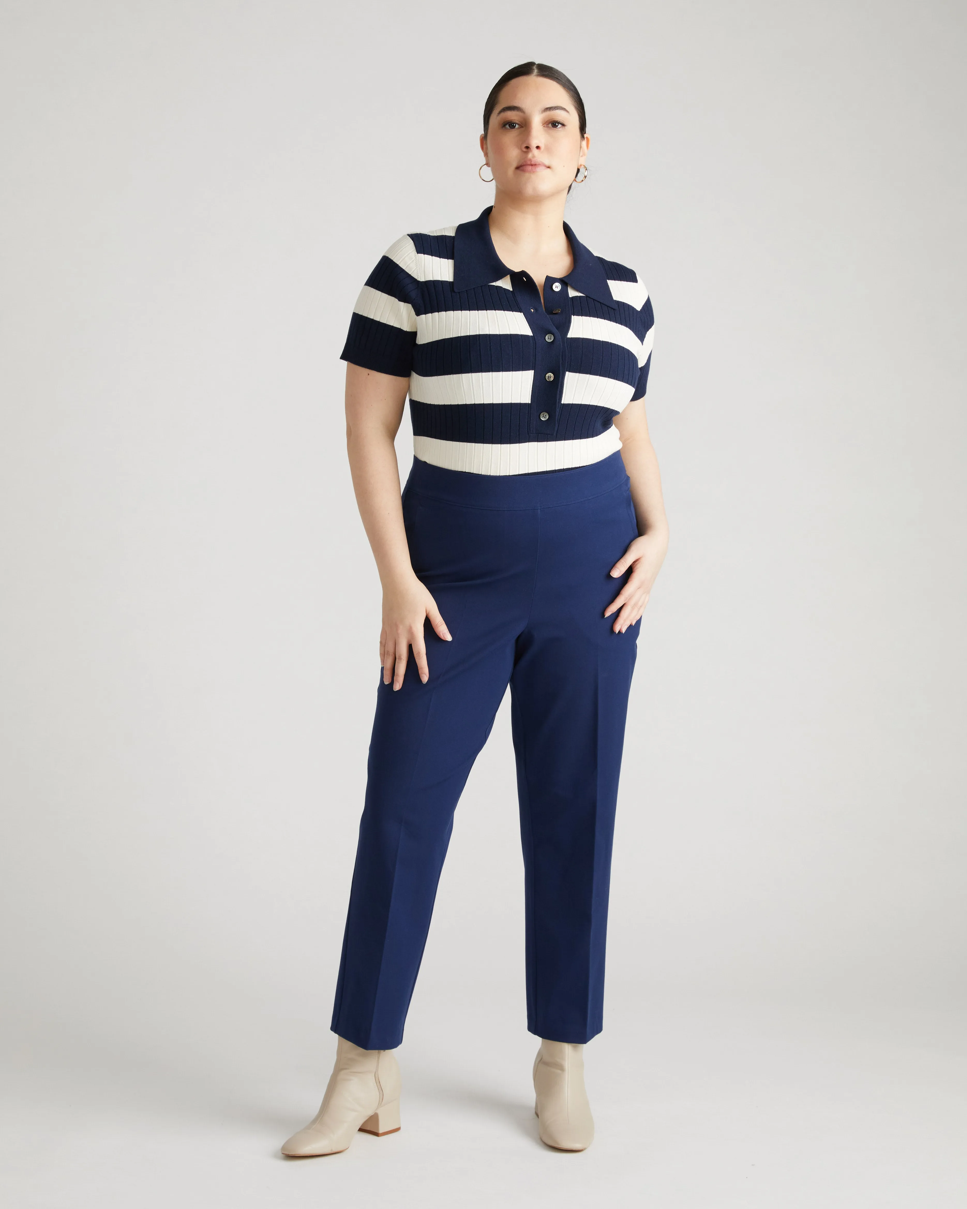 Magic Cotton Straight Leg Pants - Brilliant Navy sold by Universal Standard