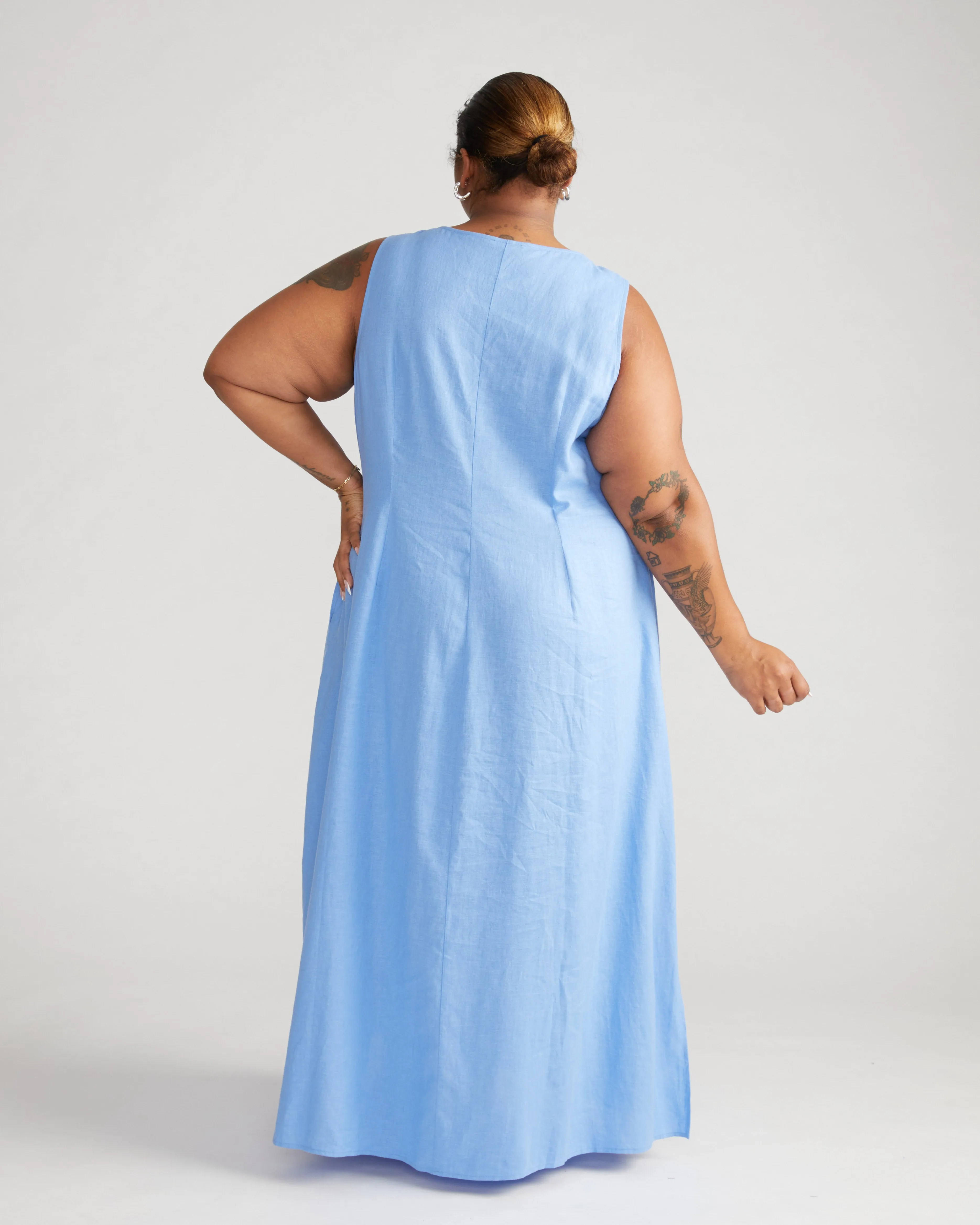 Islet Button-Down Linen Maxi Dress - Hamptons Hydrangea sold by Universal Standard product image thumbnail 4