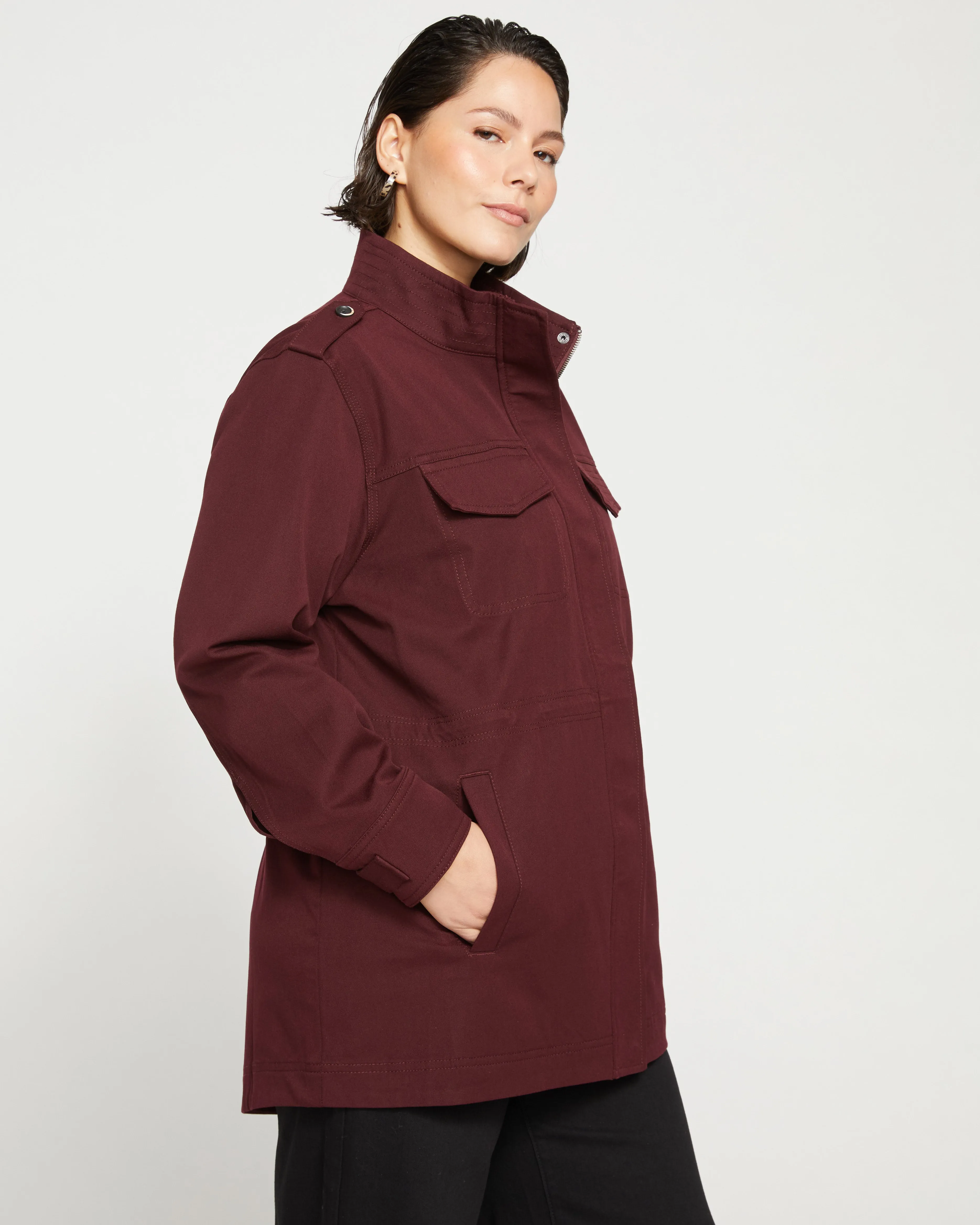 Vineyard Stretch Twill Jacket - Black Cherry sold by Universal Standard product image thumbnail 3