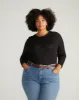 Breeze Stretch Linen Long Sleeve Tee - Black sold by Universal Standard