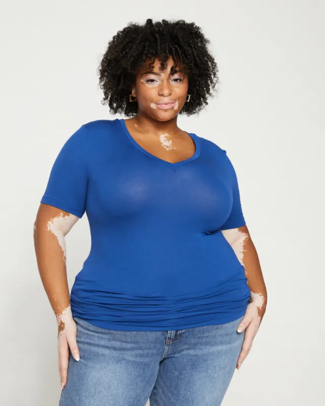 Foundation Short Sleeve V-Neck Tee - Lapis sold by Universal Standard