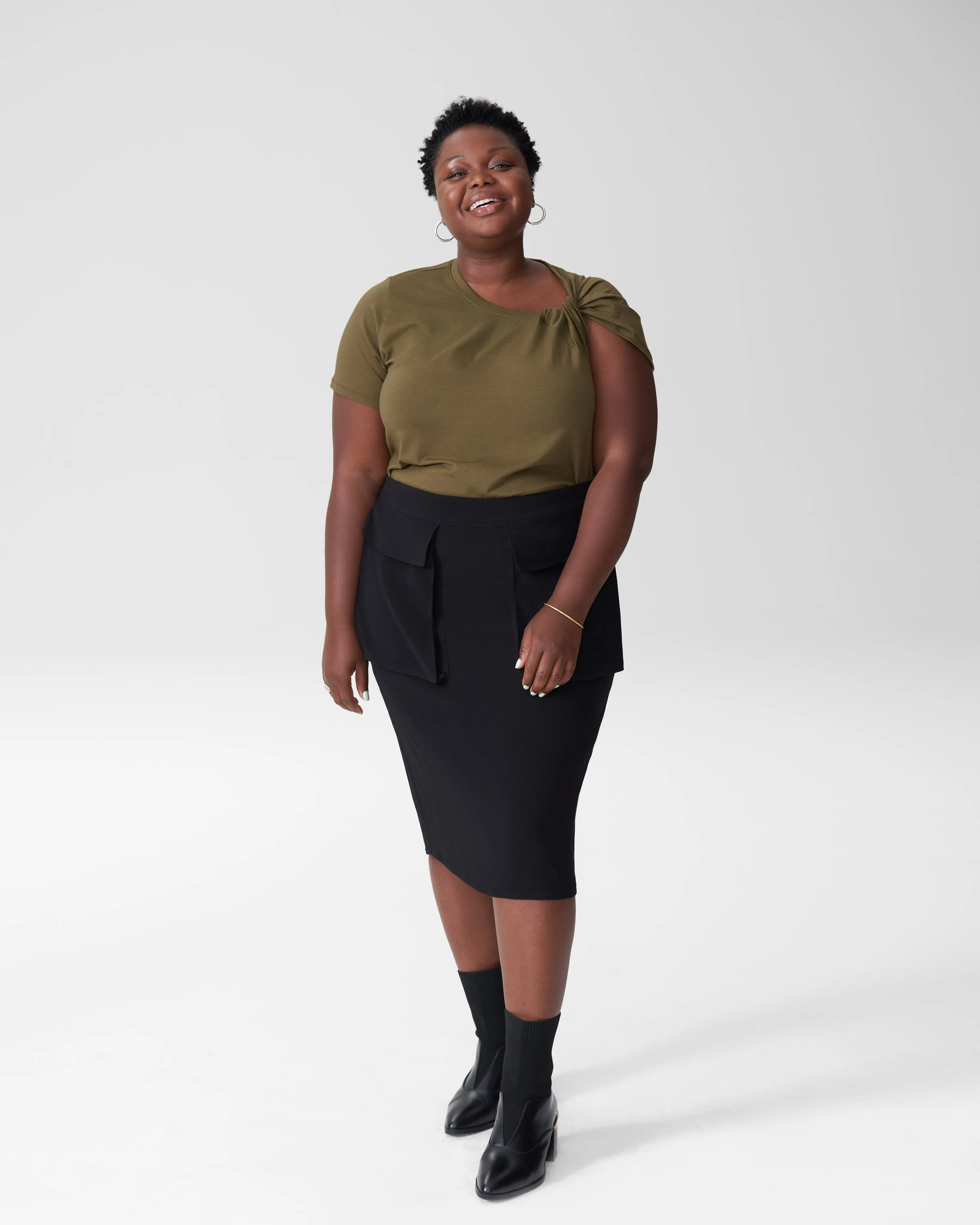 Rosa Twist Tee - Olive sold by Universal Standard