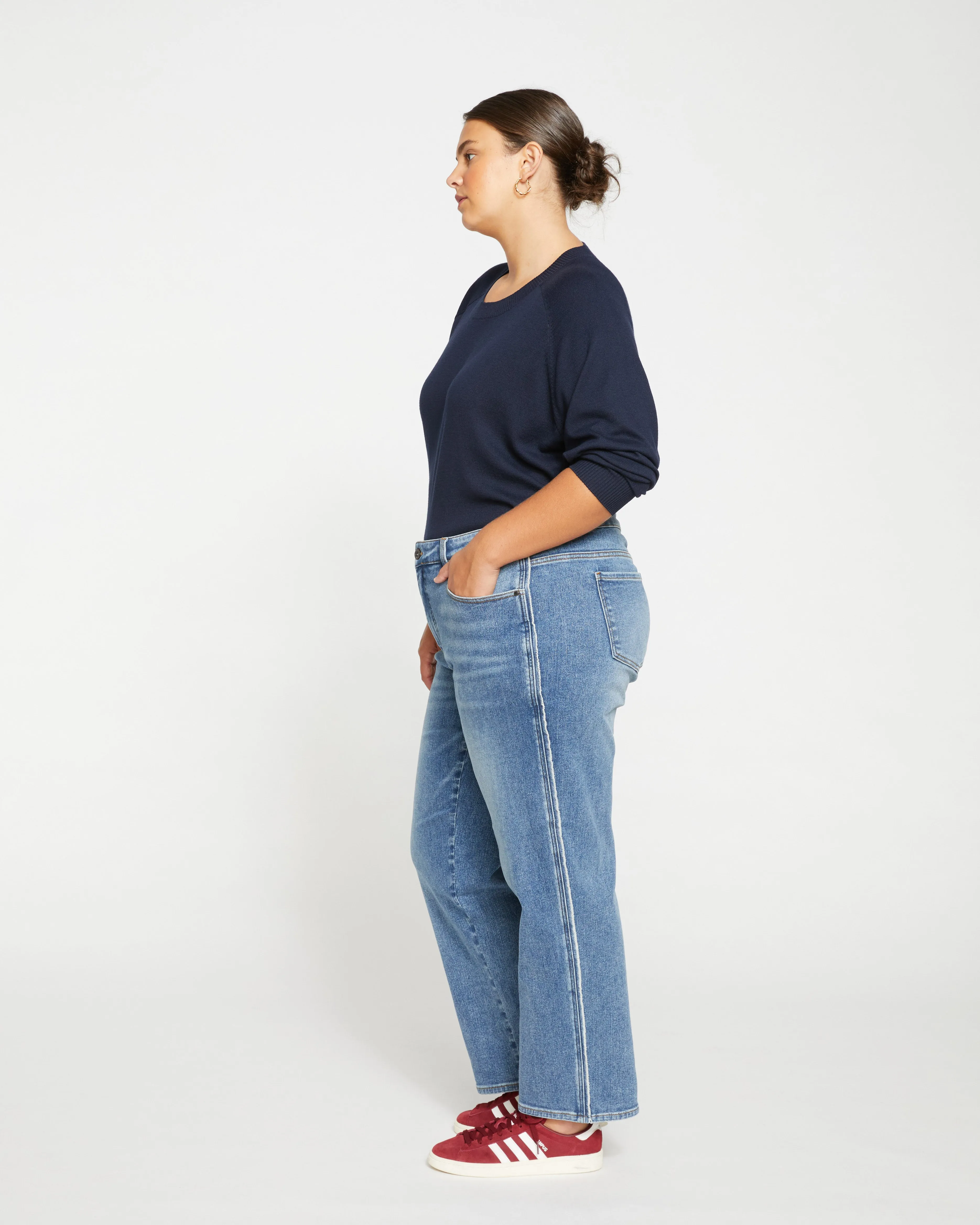 Elliot Mid Rise Tuxedo Stripe Jeans - Montana Blue sold by Universal Standard product image thumbnail 4