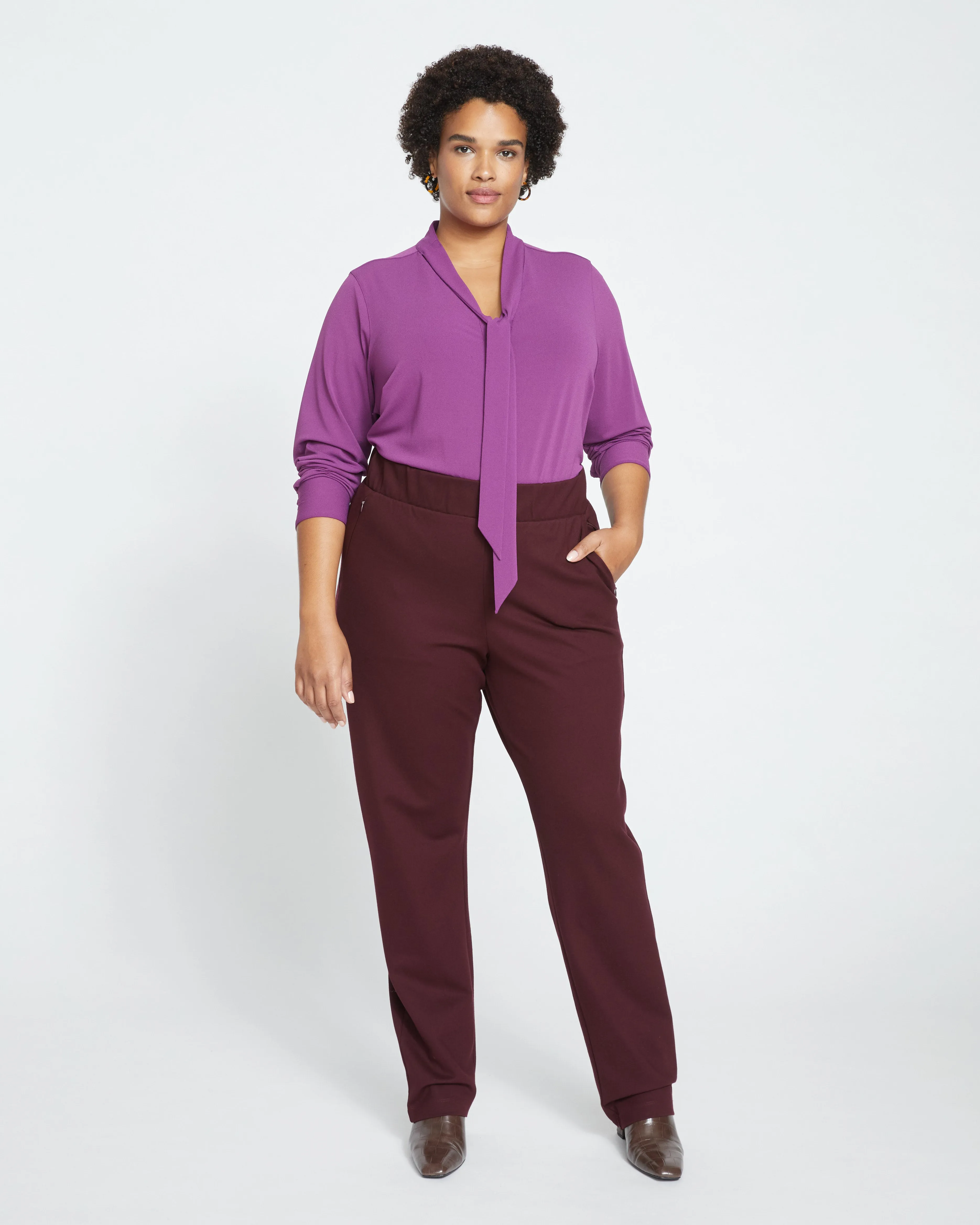 Smart Signature Ponte Pants Long - Black Cherry sold by Universal Standard