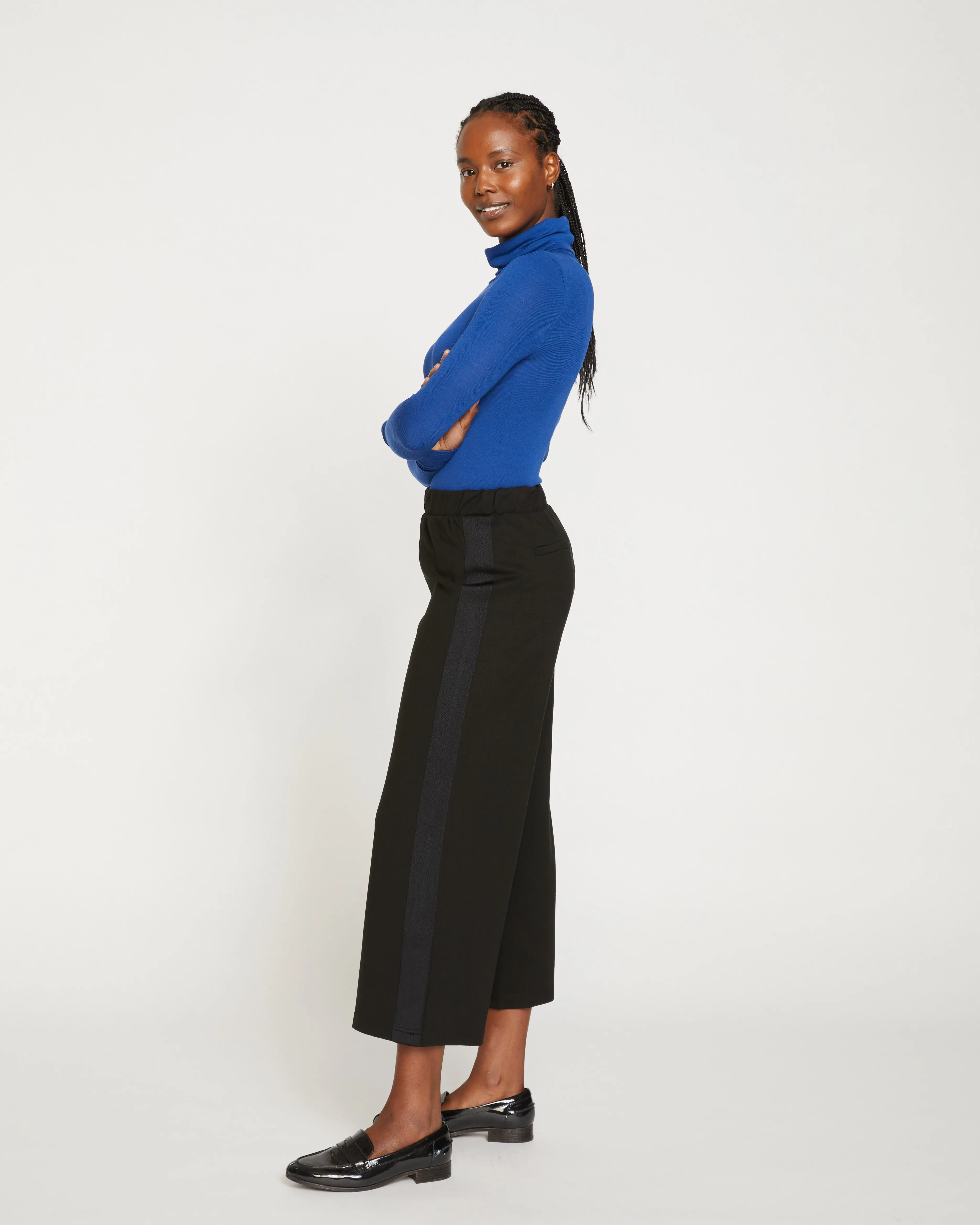 Stephanie Wide Leg Stripe Ponte Pants 27 Inch - Black with Black Stripe sold by Universal Standard product image thumbnail 3