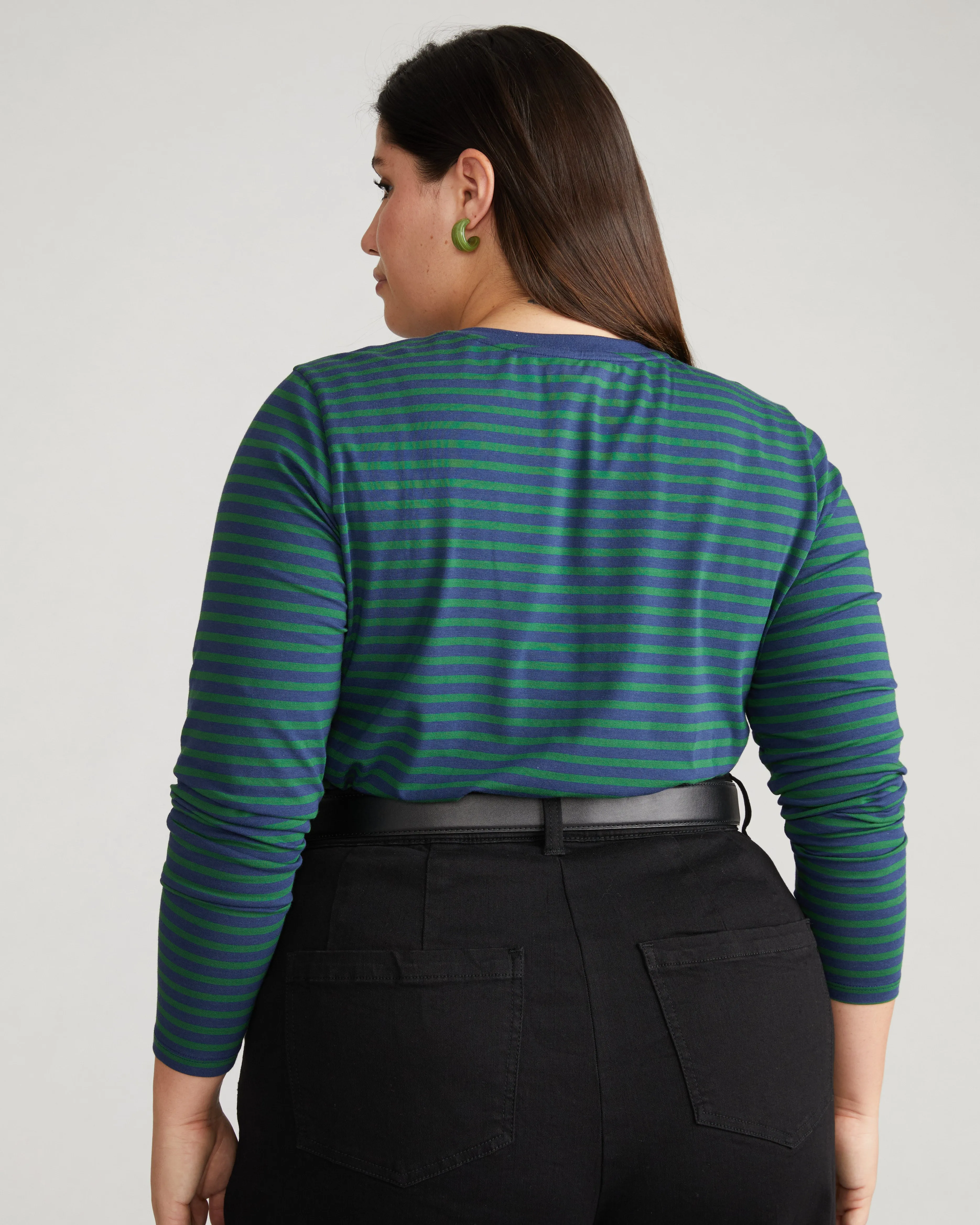 Long Sleeve V Rex - Cenote/Jardin Stripe sold by Universal Standard product image thumbnail 2