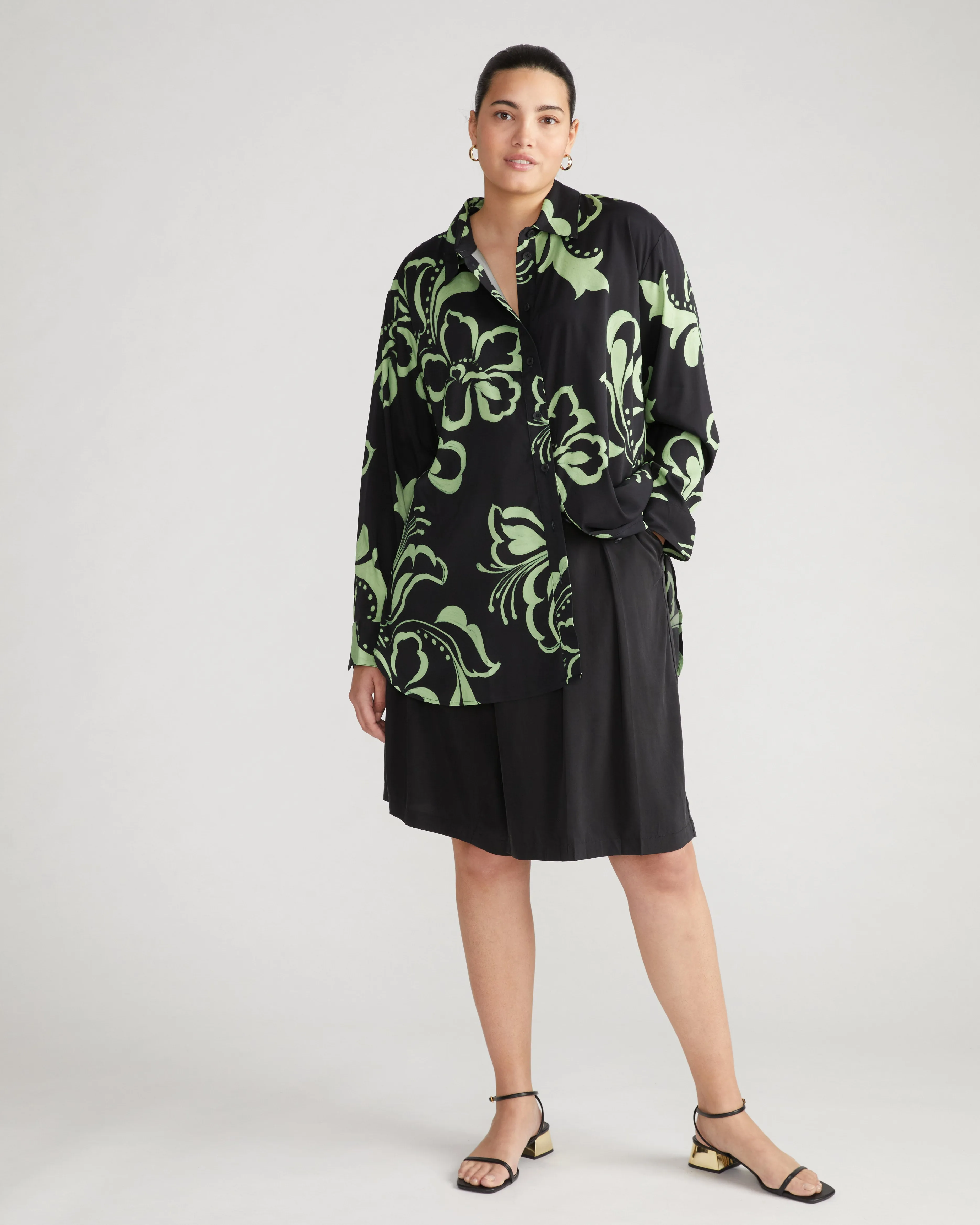 Cooling Stretch Cupro Artist Shirt - Capoterra Hibiscus sold by Universal Standard product image thumbnail 3