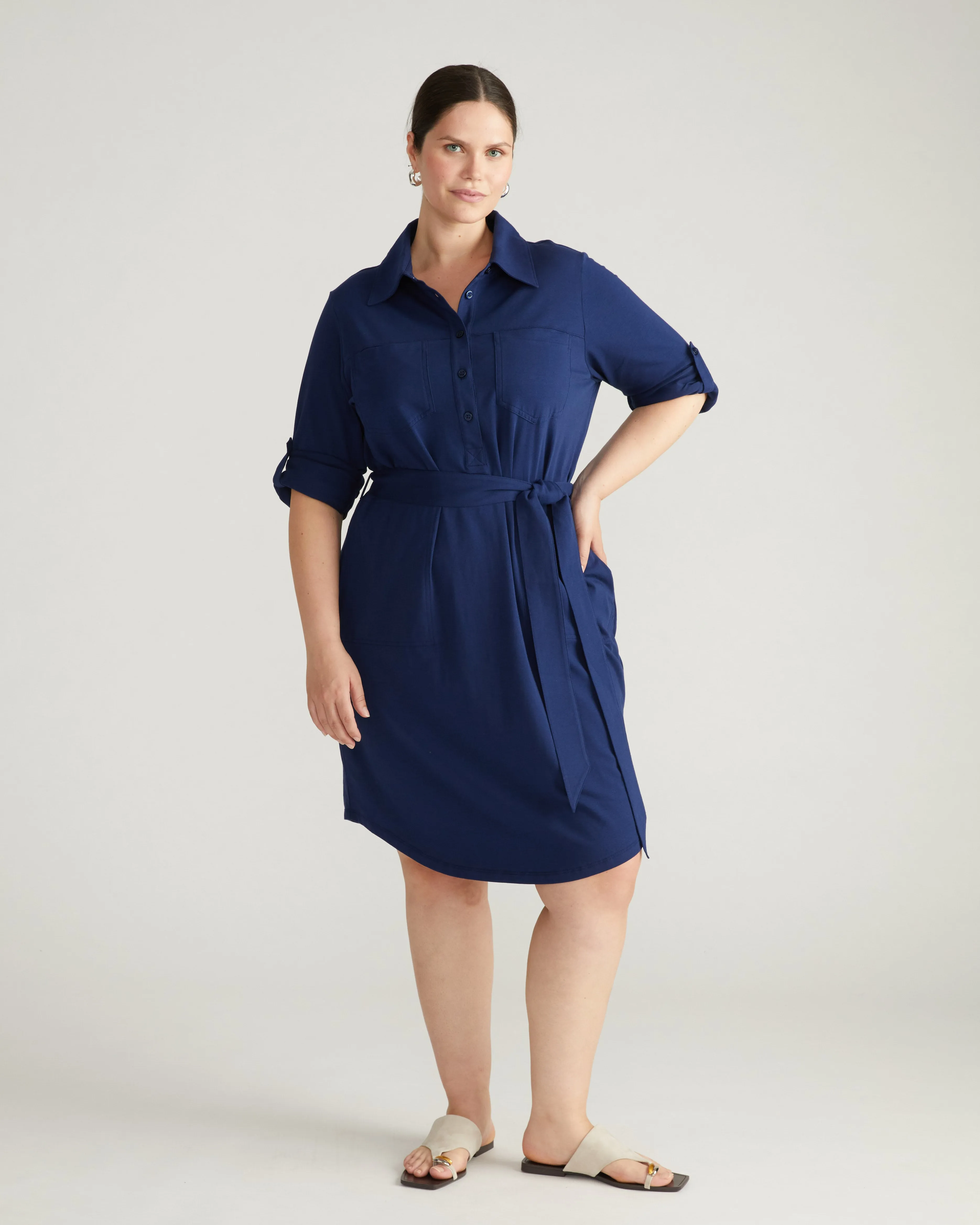 Suffolk Pima Cotton Shirtdress - Cenote sold by Universal Standard