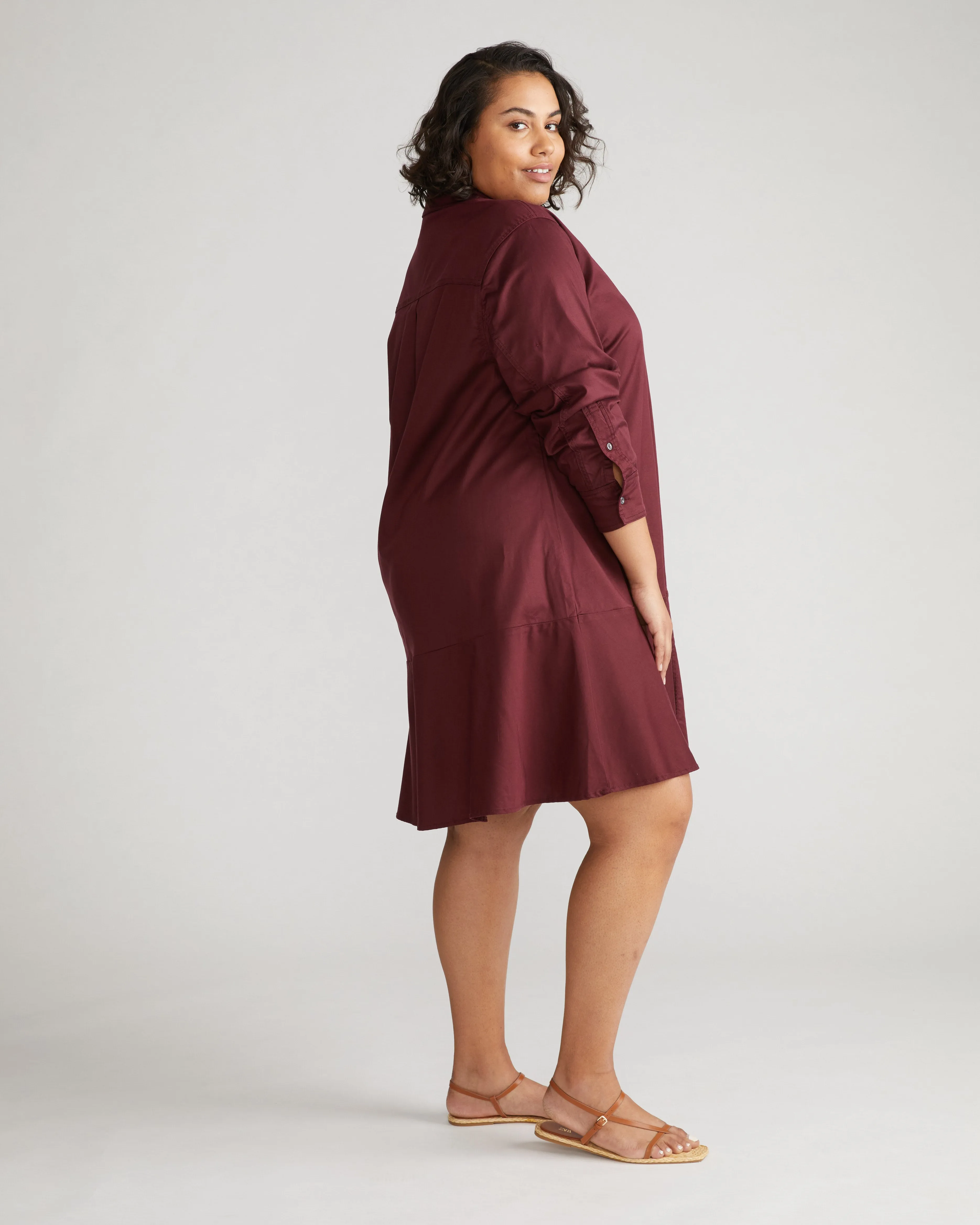 Perfect Tencel Chambray Drop Waist Shirtdress - Black Cherry sold by Universal Standard product image thumbnail 2