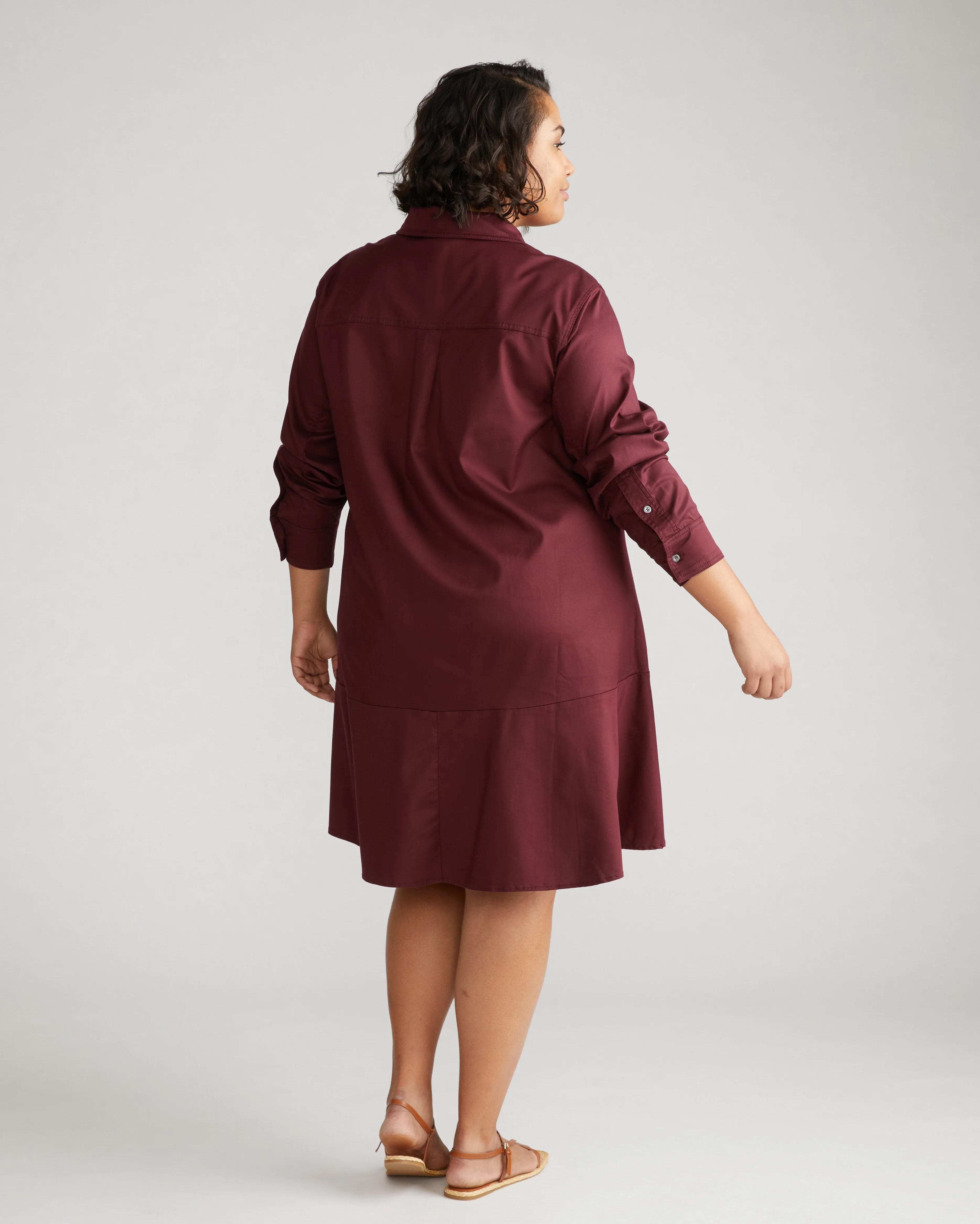 Perfect Tencel Chambray Drop Waist Shirtdress - Black Cherry sold by Universal Standard product image thumbnail 3