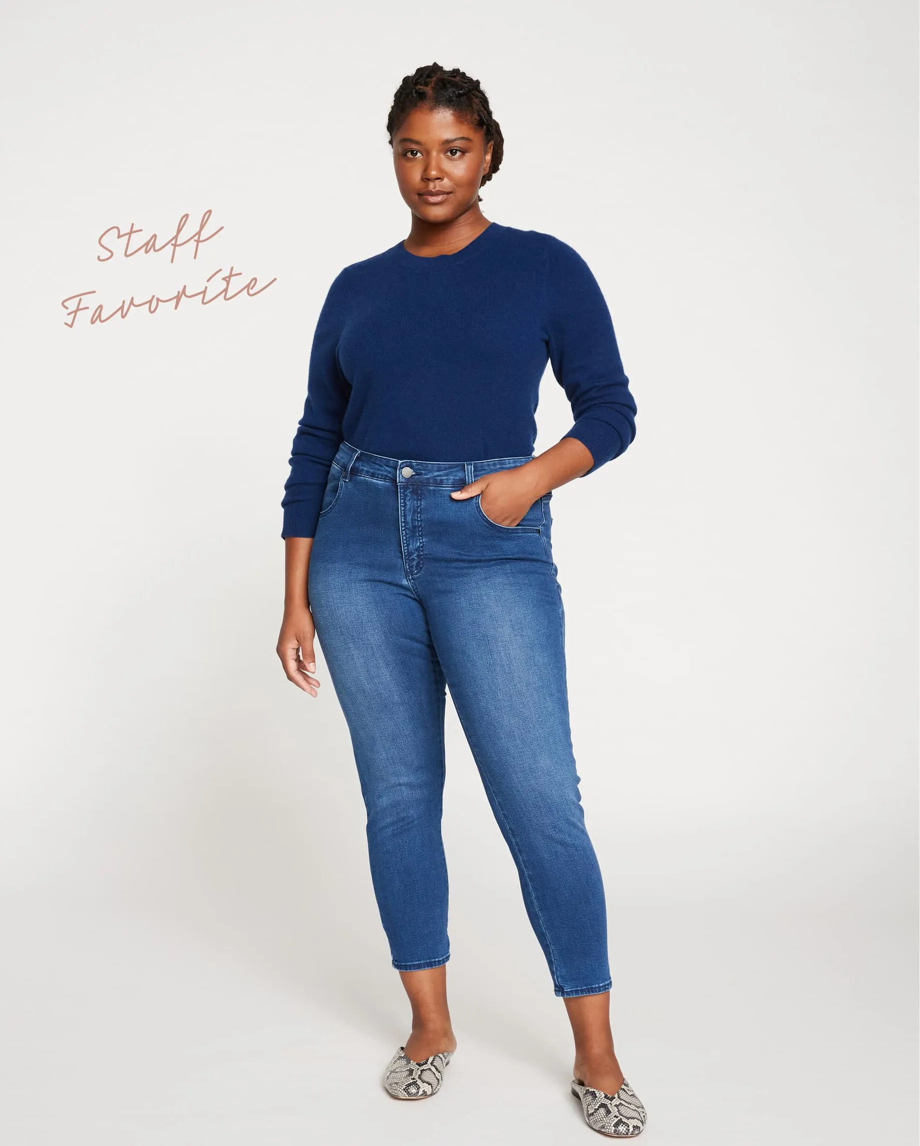 Seine Mid Rise Skinny Jeans 27 Inch - True Blue sold by Universal Standard