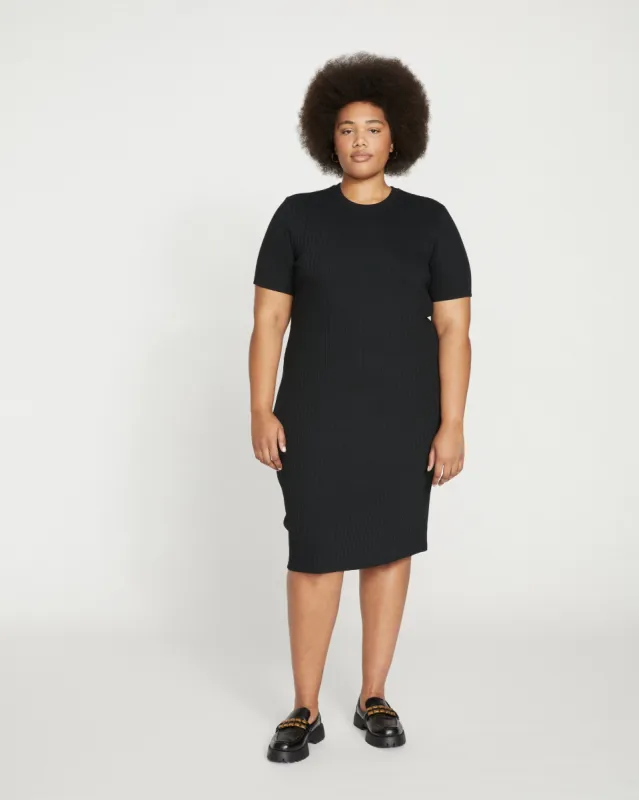 Aspen Rib T-Shirt Dress - Black sold by Universal Standard
