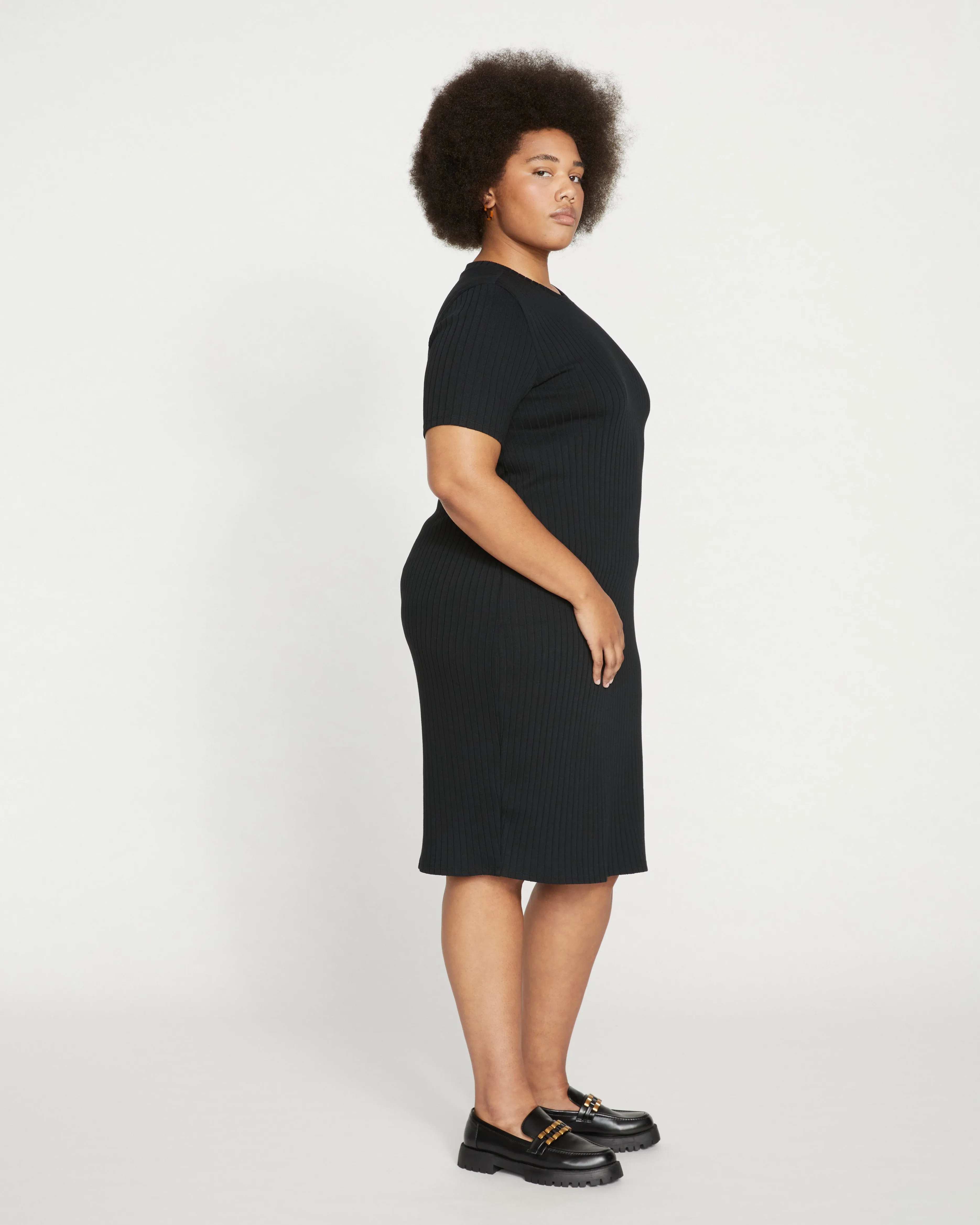 Aspen Rib T-Shirt Dress - Black sold by Universal Standard product image thumbnail 4