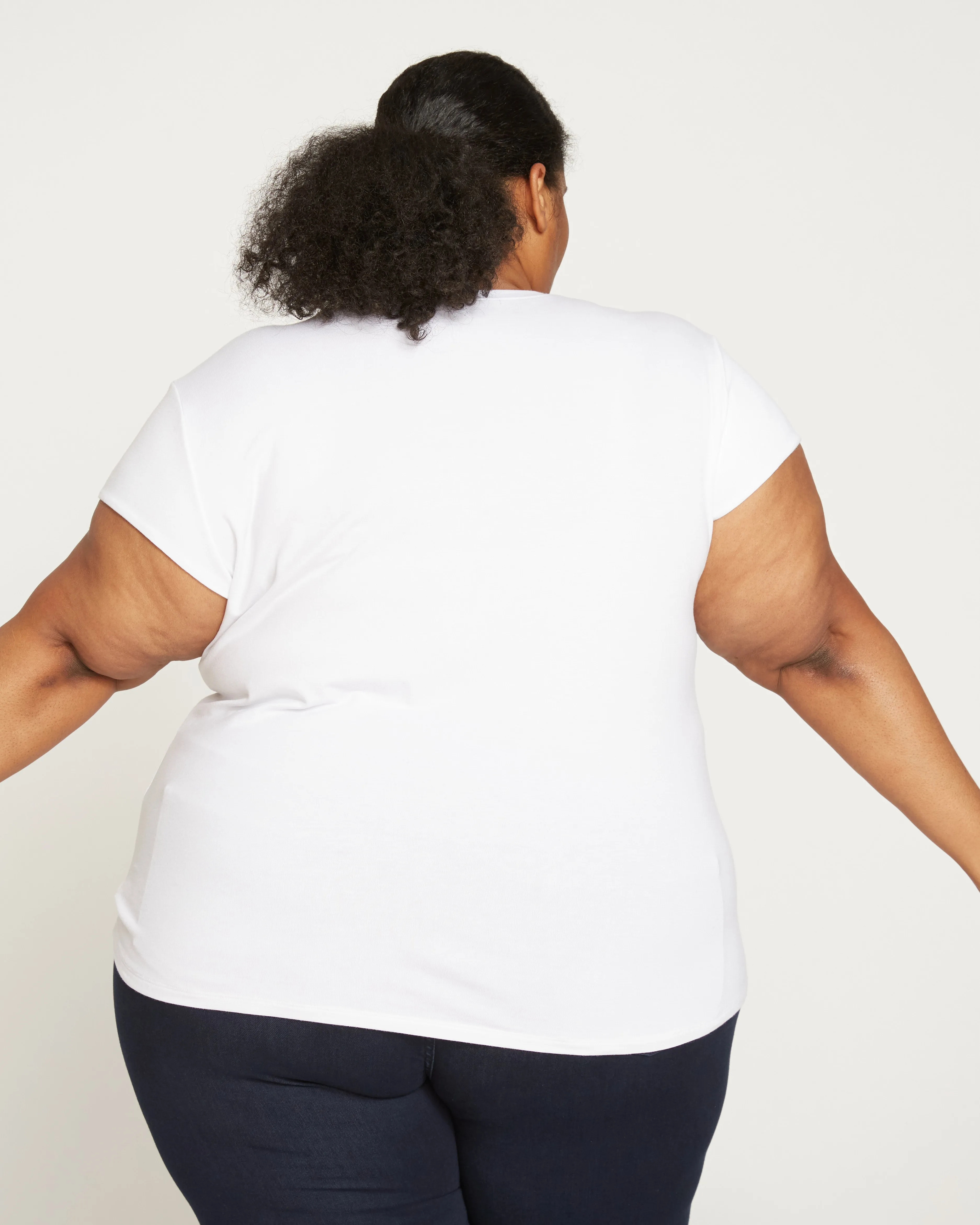 Ashley V Neck Cap Sleeve Tee - White sold by Universal Standard product image thumbnail 5