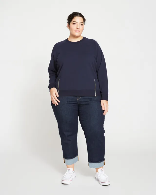 Peachy Terry Side Zip Pullover - Midnight sold by Universal Standard