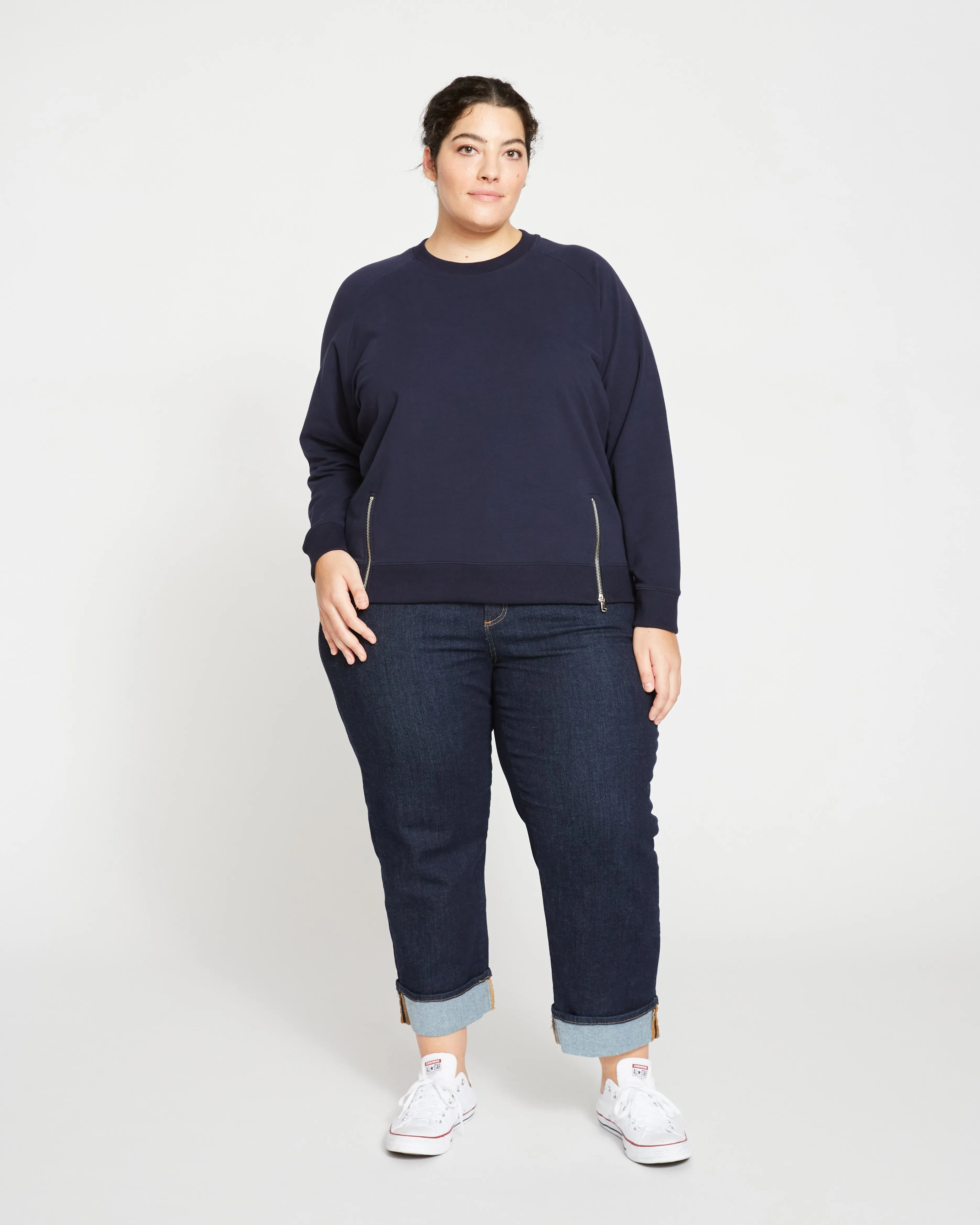 Peachy Terry Side Zip Pullover - Midnight sold by Universal Standard