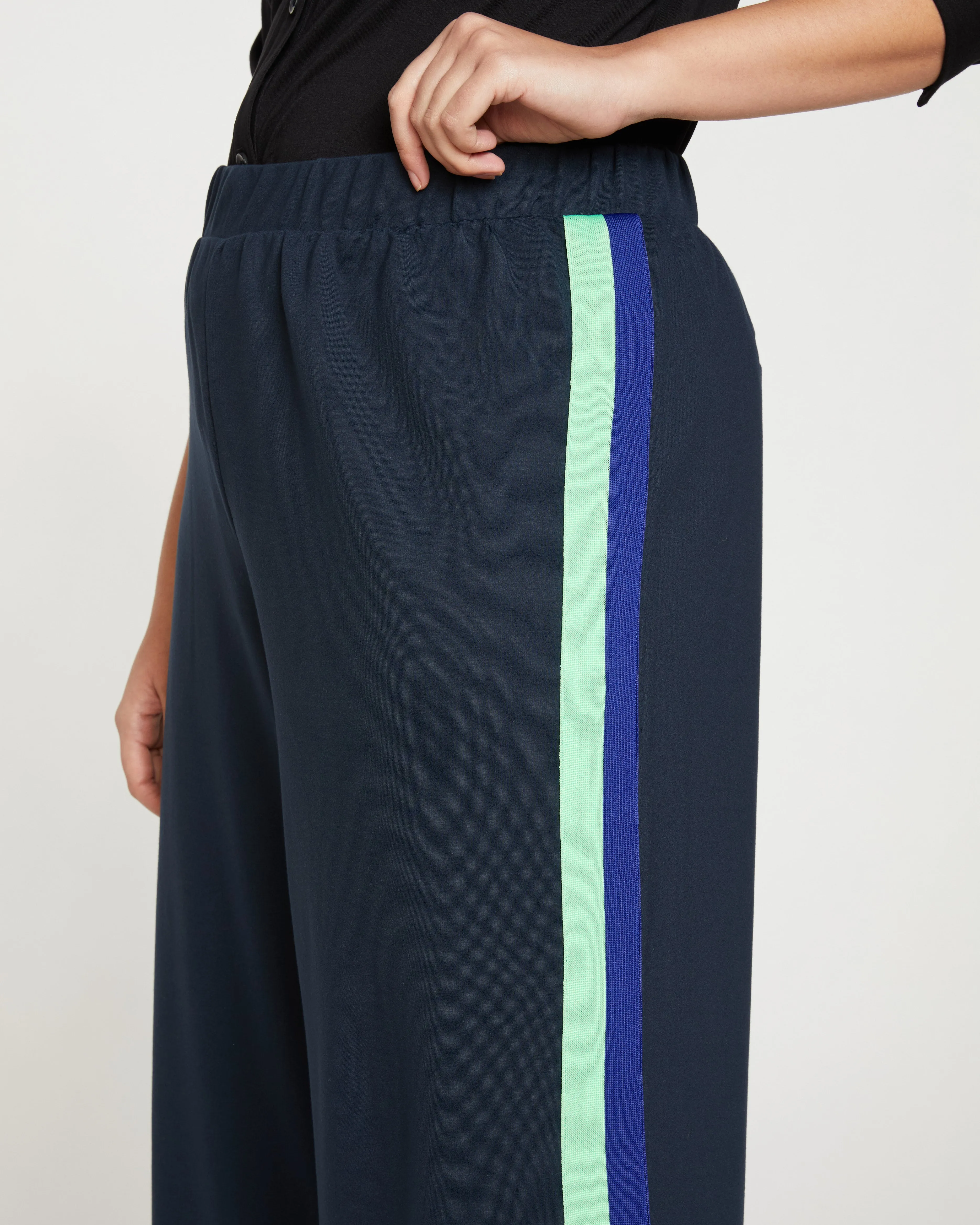 Stephanie Wide Leg Stripe Ponte Pants 27 Inch - Navy with Absinthe/Navy Stripe sold by Universal Standard product image thumbnail 2