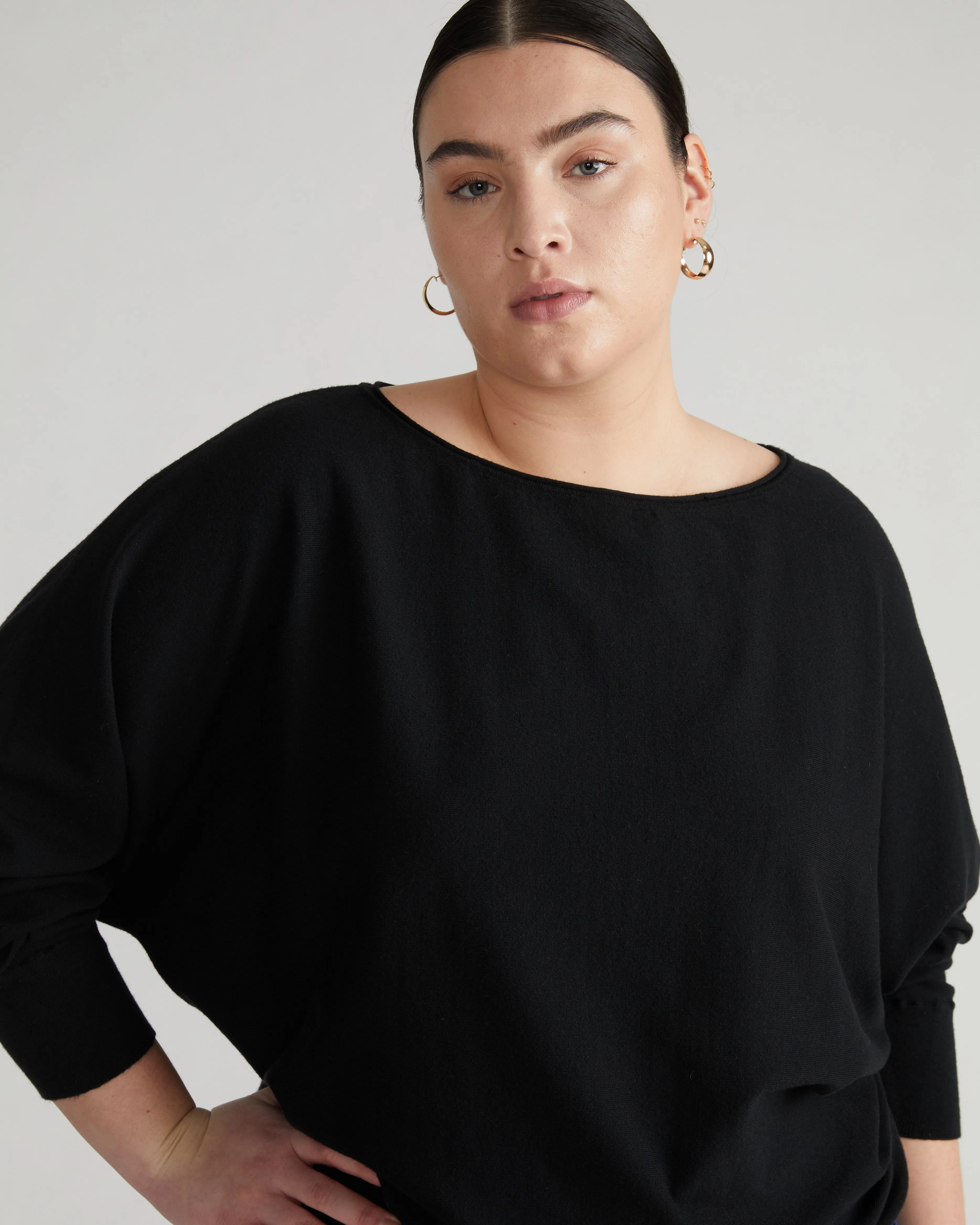 Better-Than-Cashmere Dolman Sweater - Black sold by Universal Standard