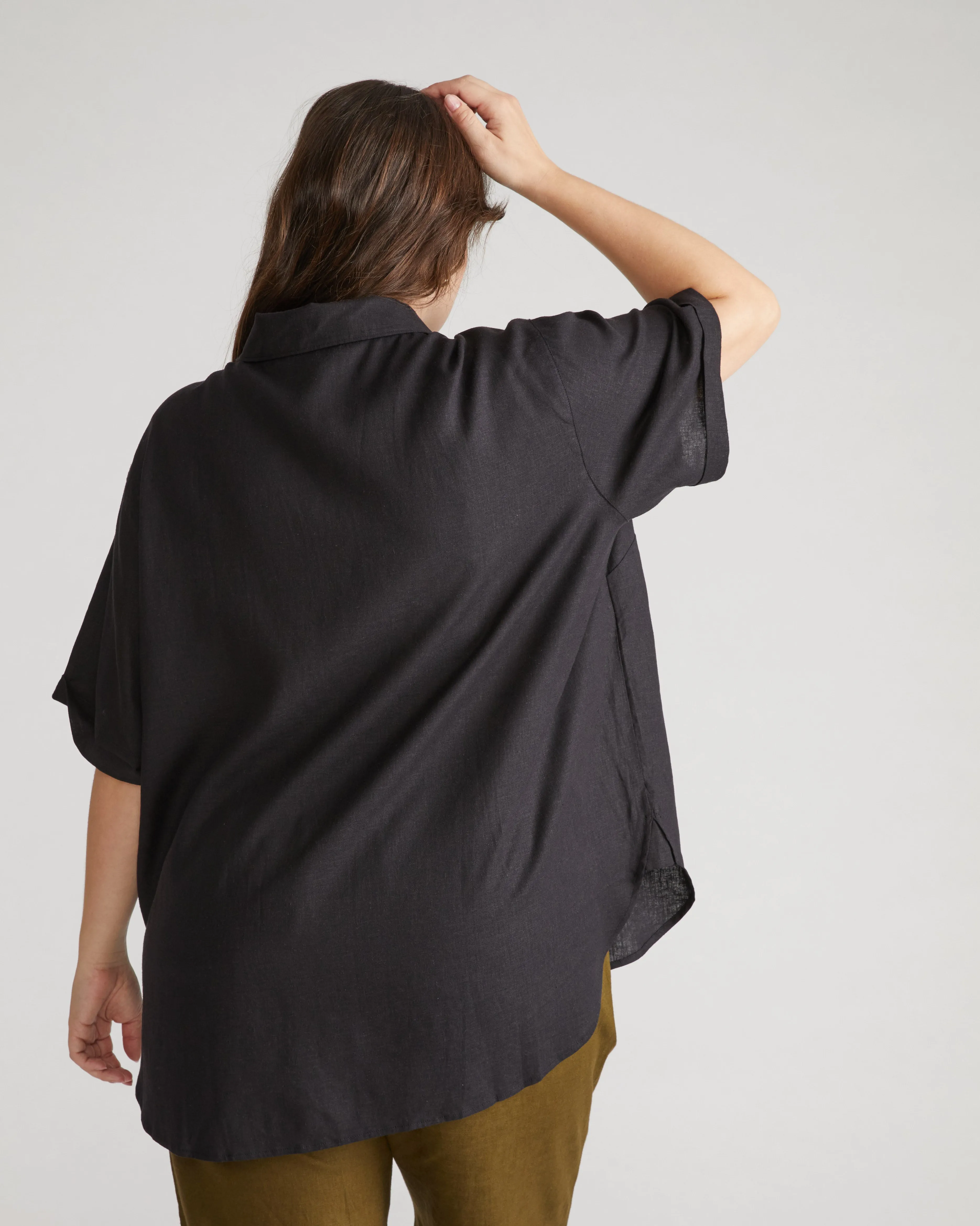 Dune Short Sleeve Linen Shirt - Black sold by Universal Standard product image thumbnail 4
