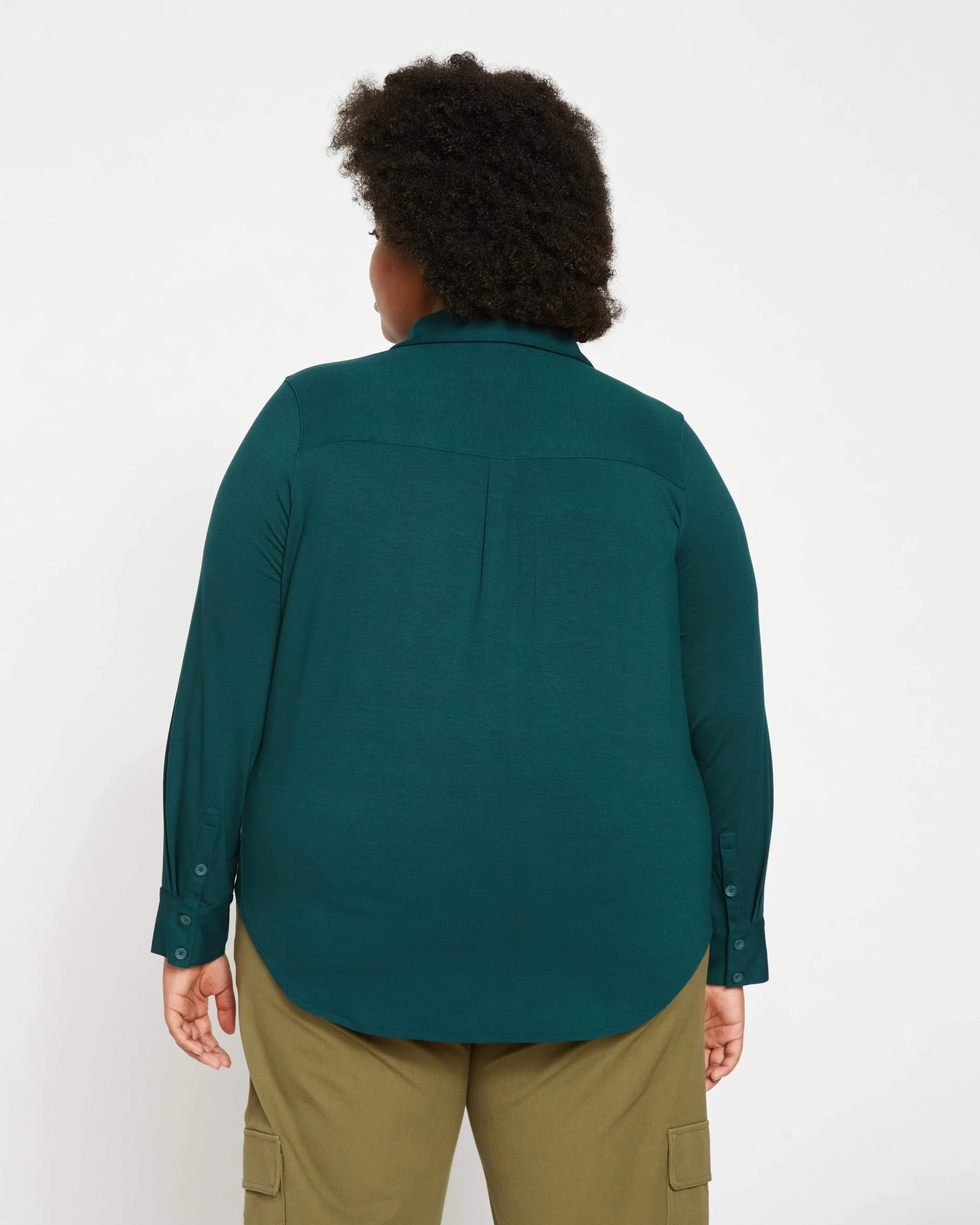 Elbe Popover Liquid Jersey Shirt Classic Fit - Forest Green sold by Universal Standard product image thumbnail 4