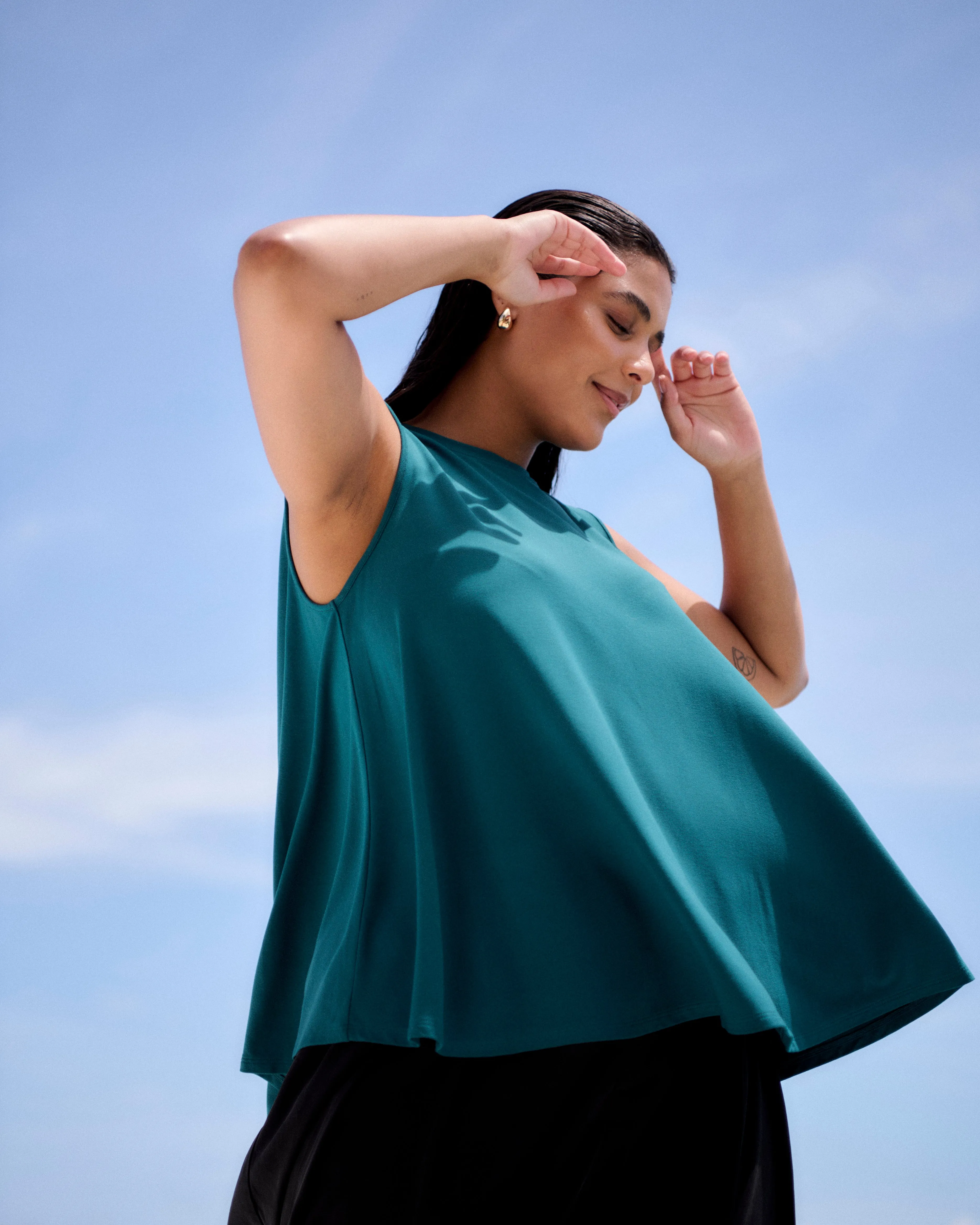 Heatwave Divine Jersey Flared Tank - Ocean Floor sold by Universal Standard