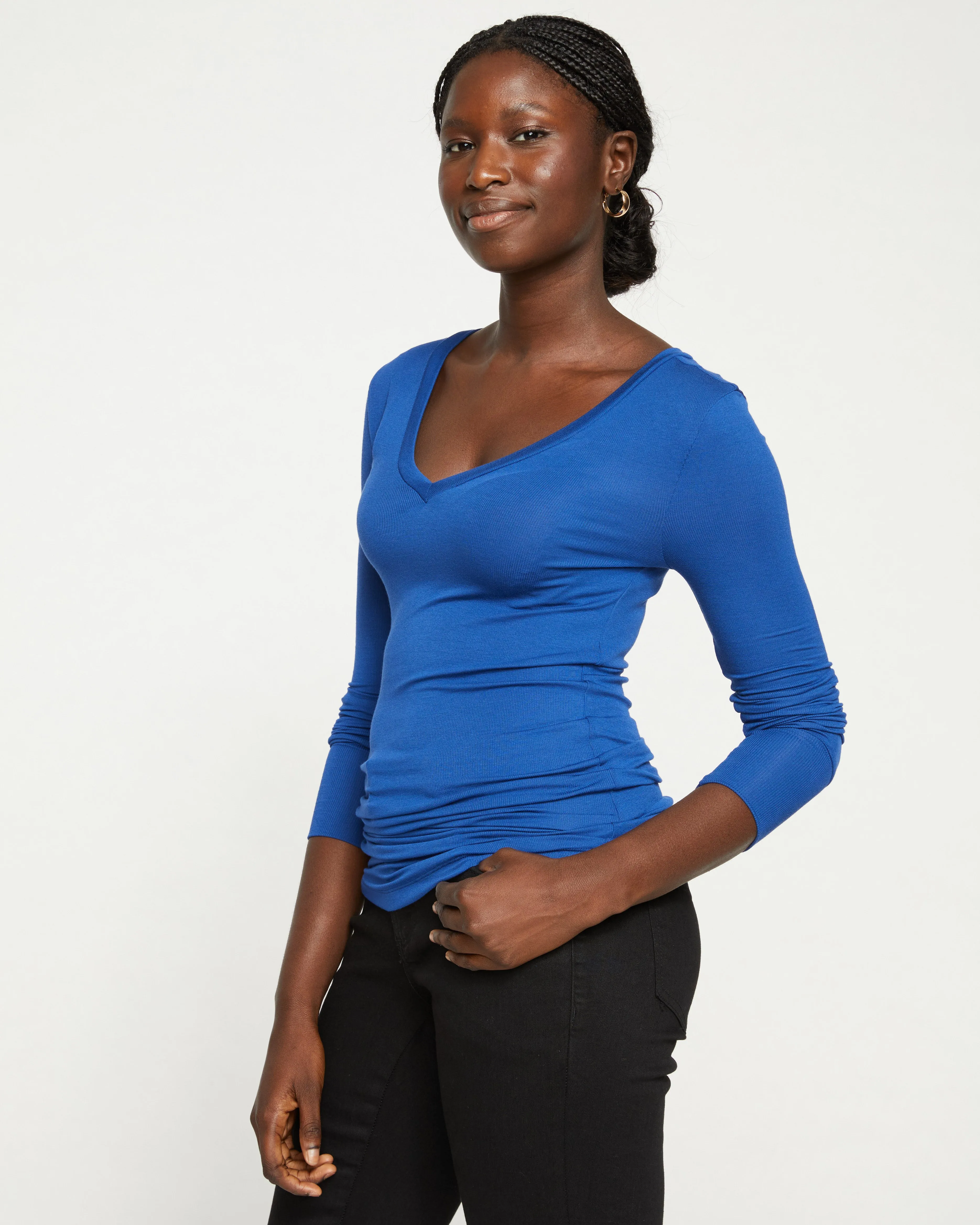 Foundation Long Sleeve V-Neck Tee - Lapis sold by Universal Standard product image thumbnail 3