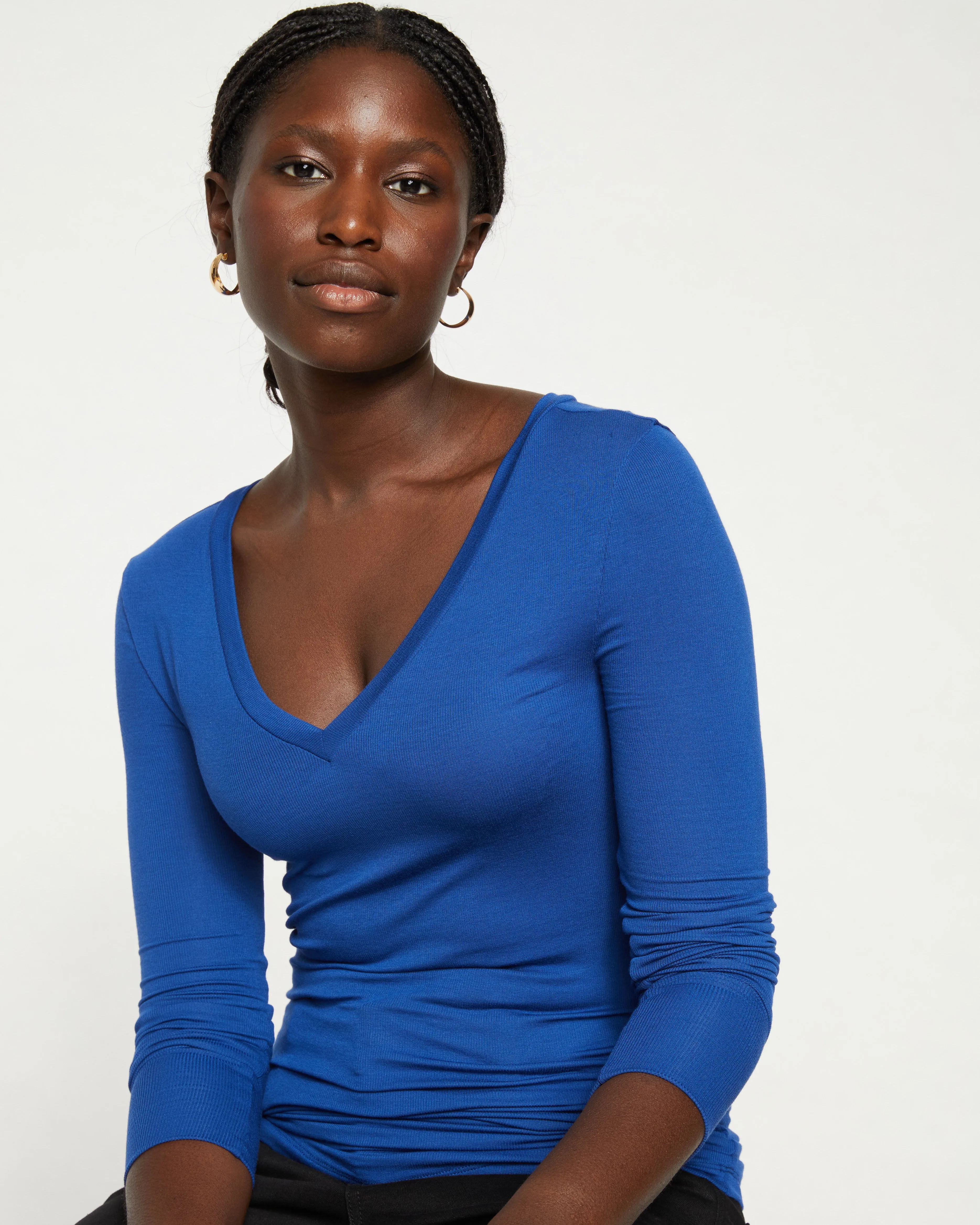 Foundation Long Sleeve V-Neck Tee - Lapis sold by Universal Standard