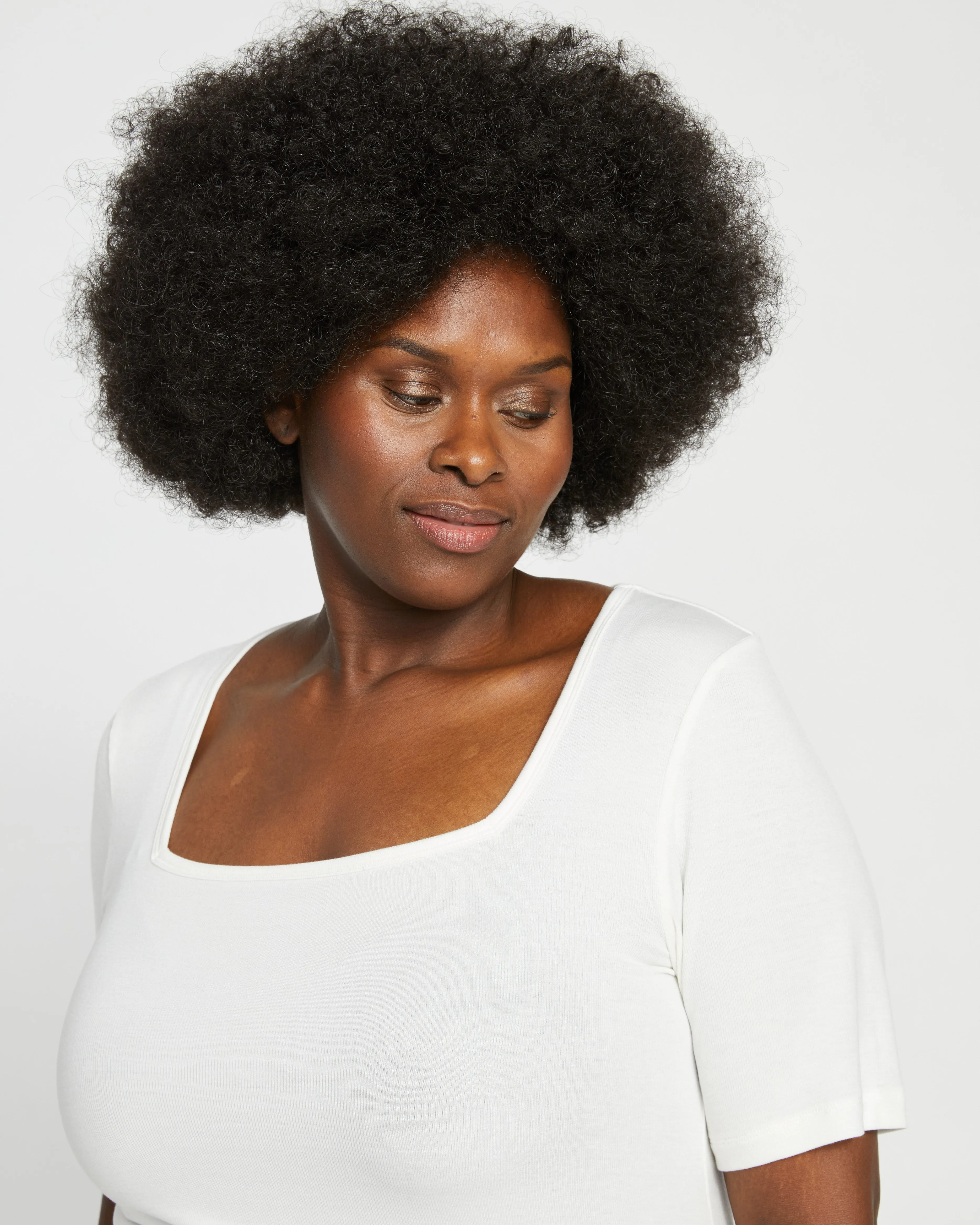 Foundation Short Sleeve Square Neck Tee - Vapor sold by Universal Standard