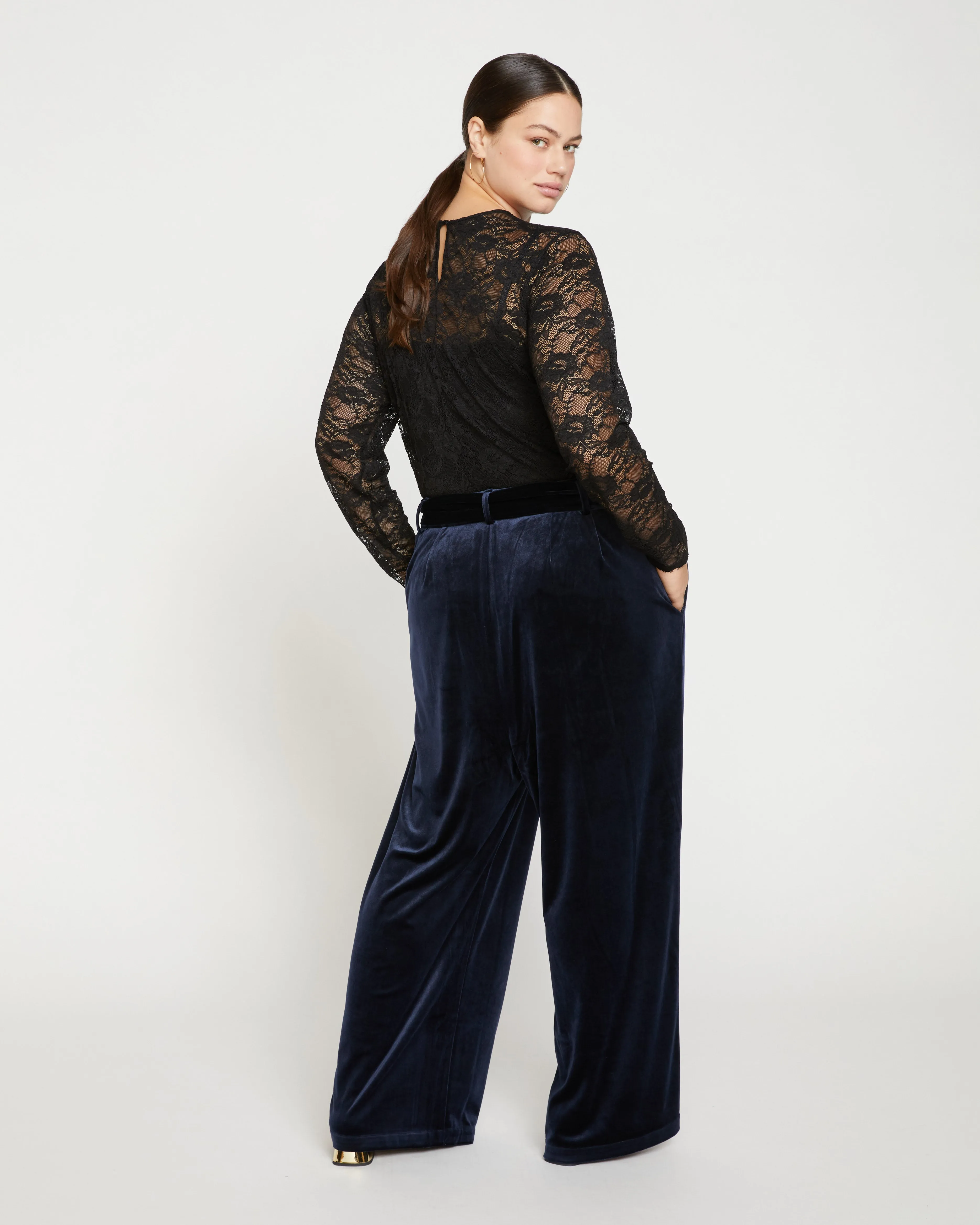 Luxe Belted Velvet Pant - Moonstone Blue Velvet sold by Universal Standard product image thumbnail 4
