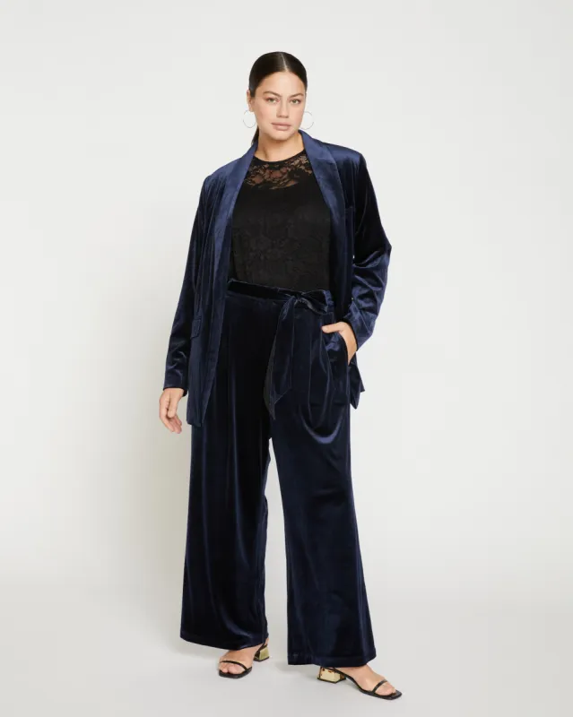 Luxe Belted Velvet Pant - Moonstone Blue Velvet sold by Universal Standard