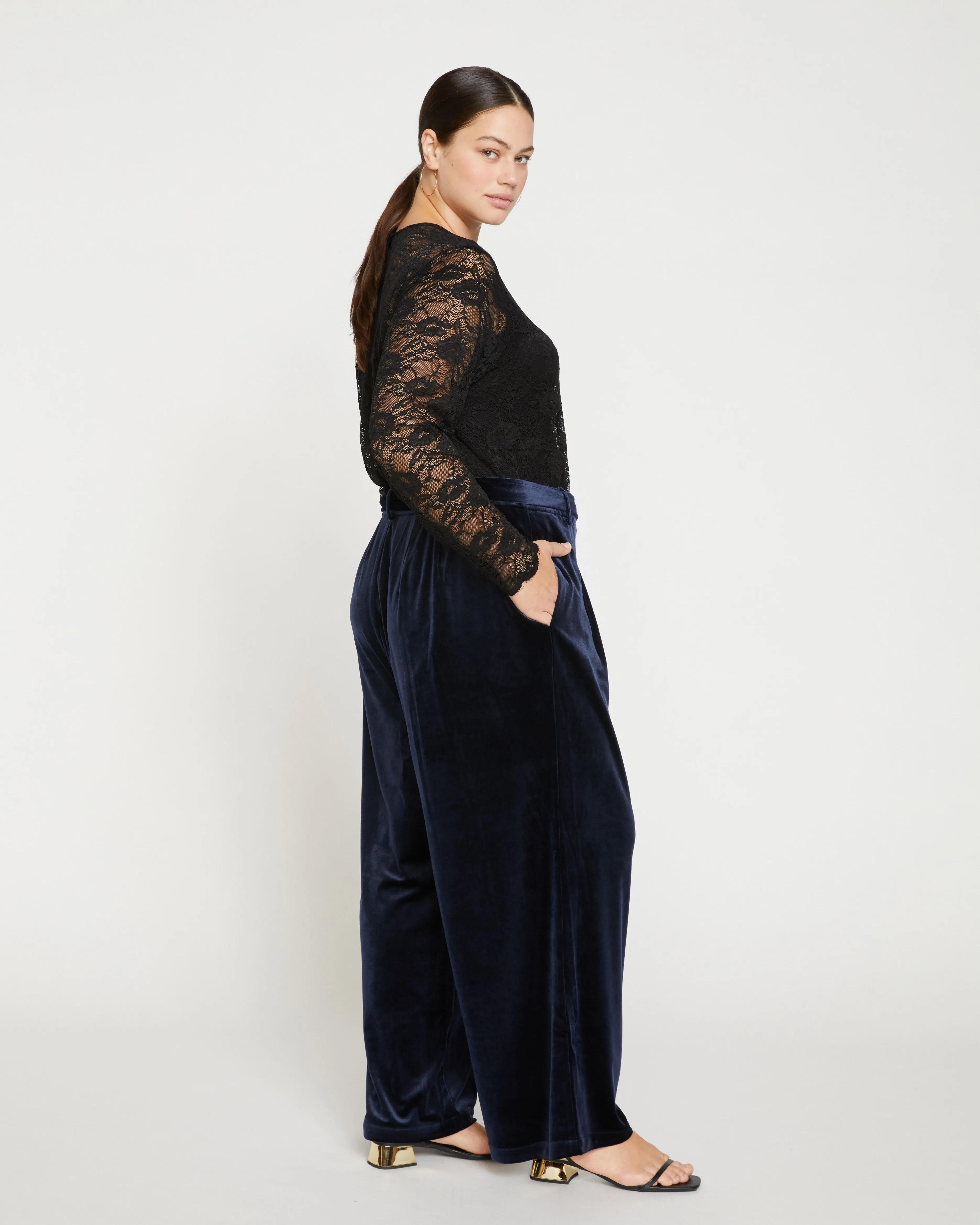 Luxe Belted Velvet Pant - Moonstone Blue Velvet sold by Universal Standard product image thumbnail 3
