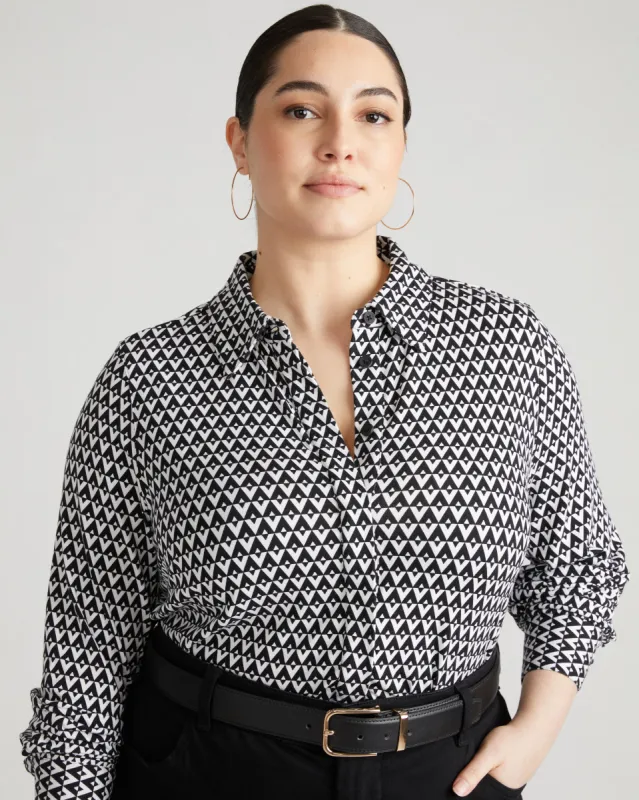 Elbe Liquid Jersey Shirt Classic Fit - Geometric Print sold by Universal Standard