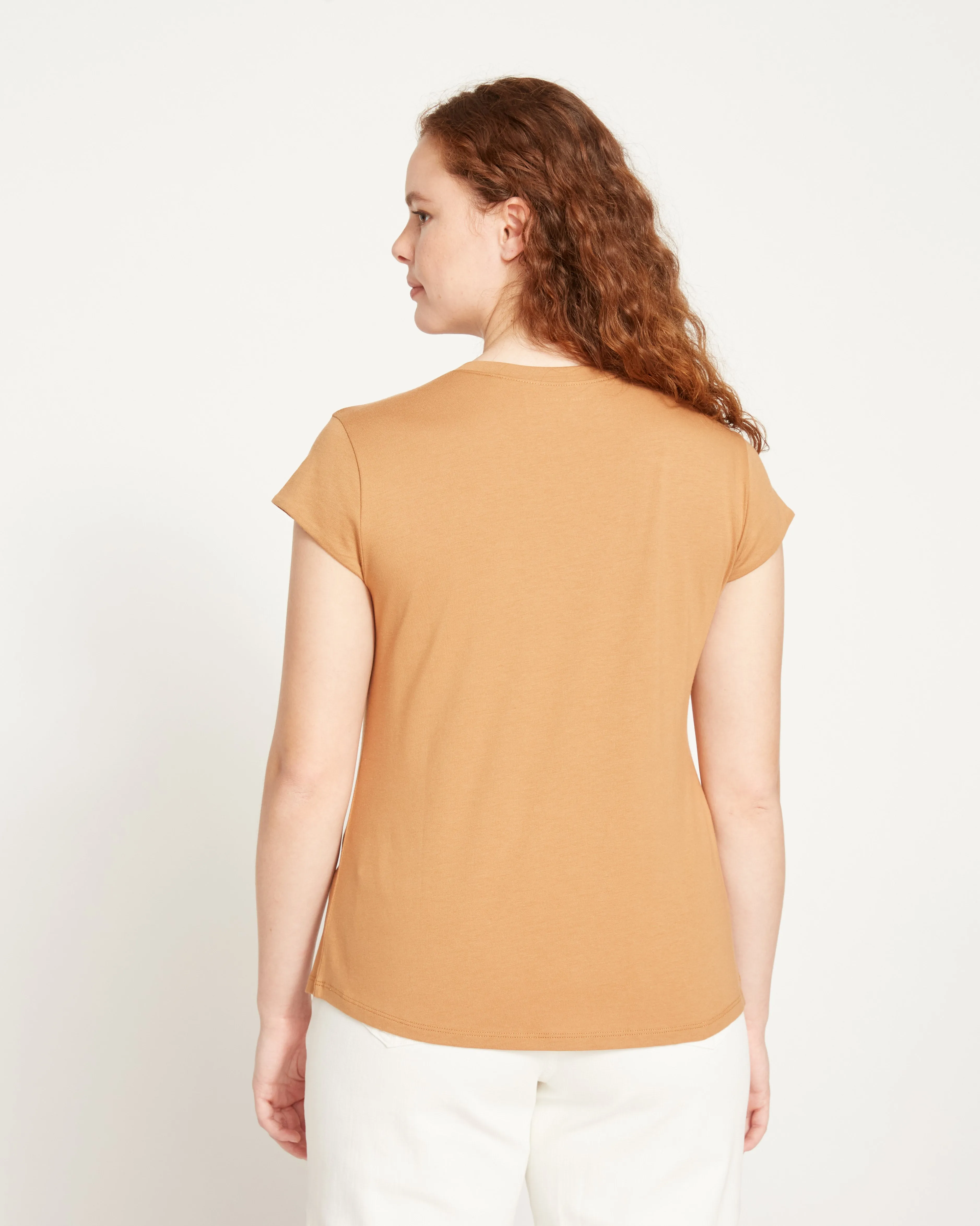 Ashley V Neck Cap Sleeve Tee - Caramel sold by Universal Standard product image thumbnail 5