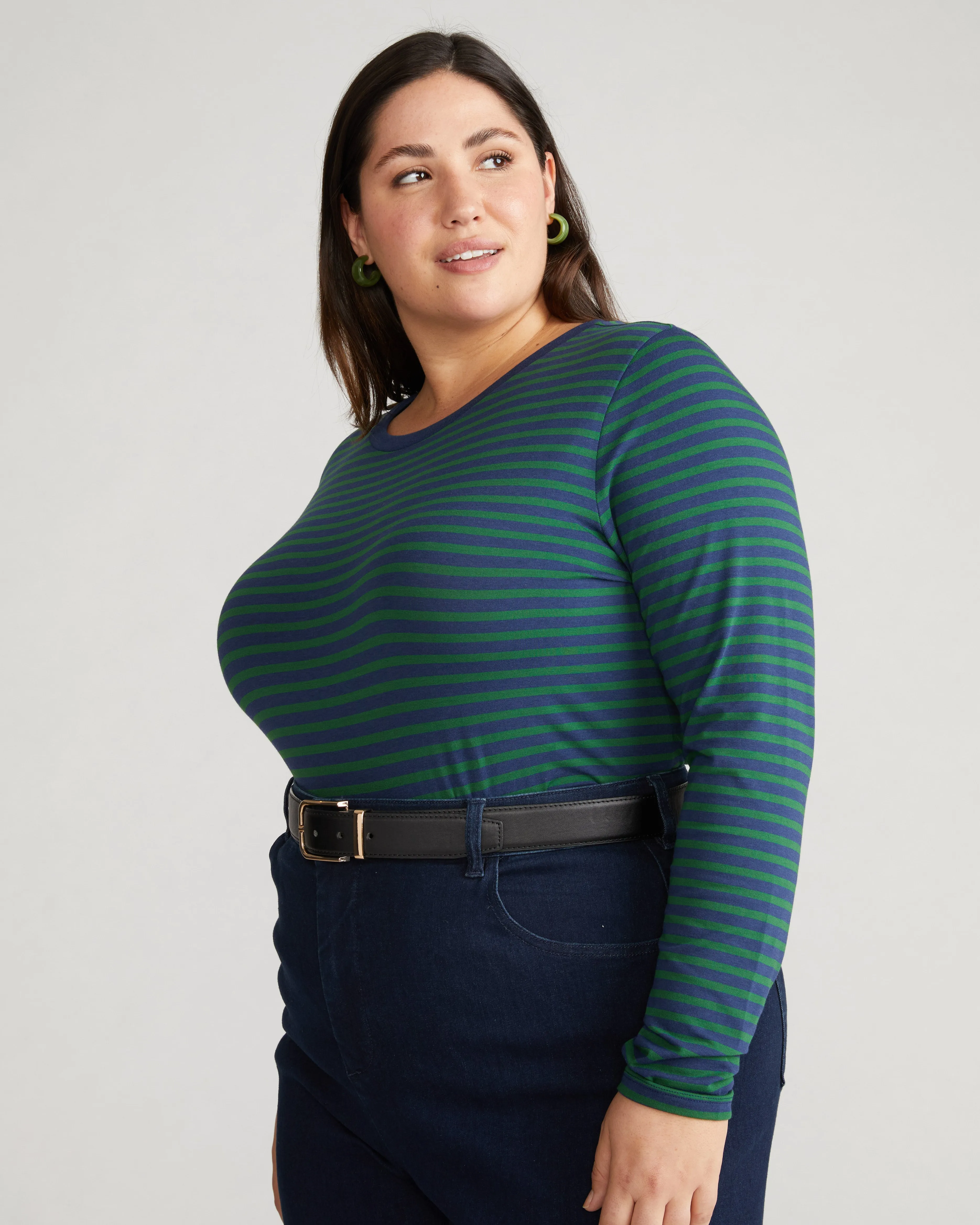 Long Sleeve Tee Rex - Cenote/Jardin Stripe sold by Universal Standard product image thumbnail 3