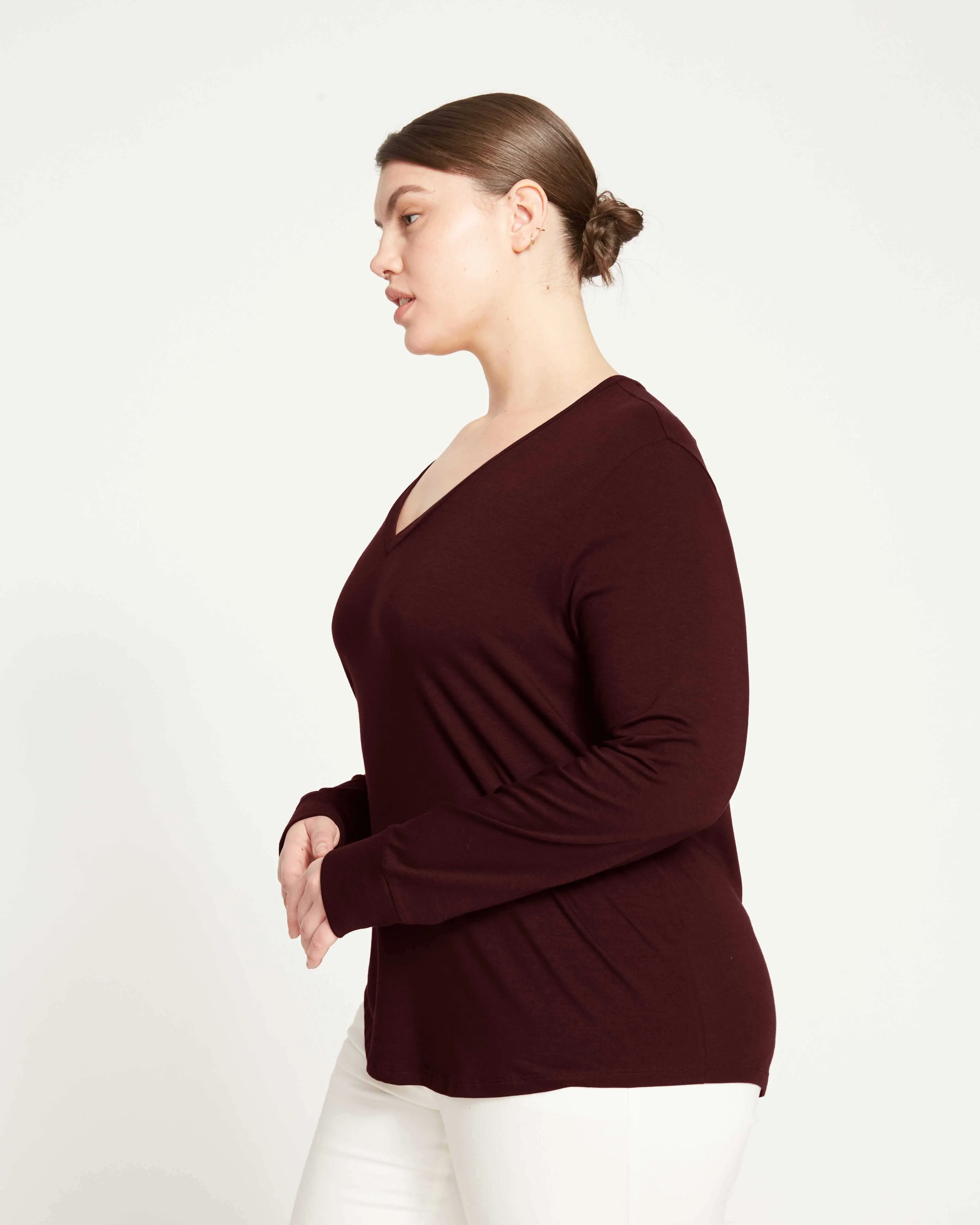 Long Sleeve V Rex - Black Cherry sold by Universal Standard product image thumbnail 3