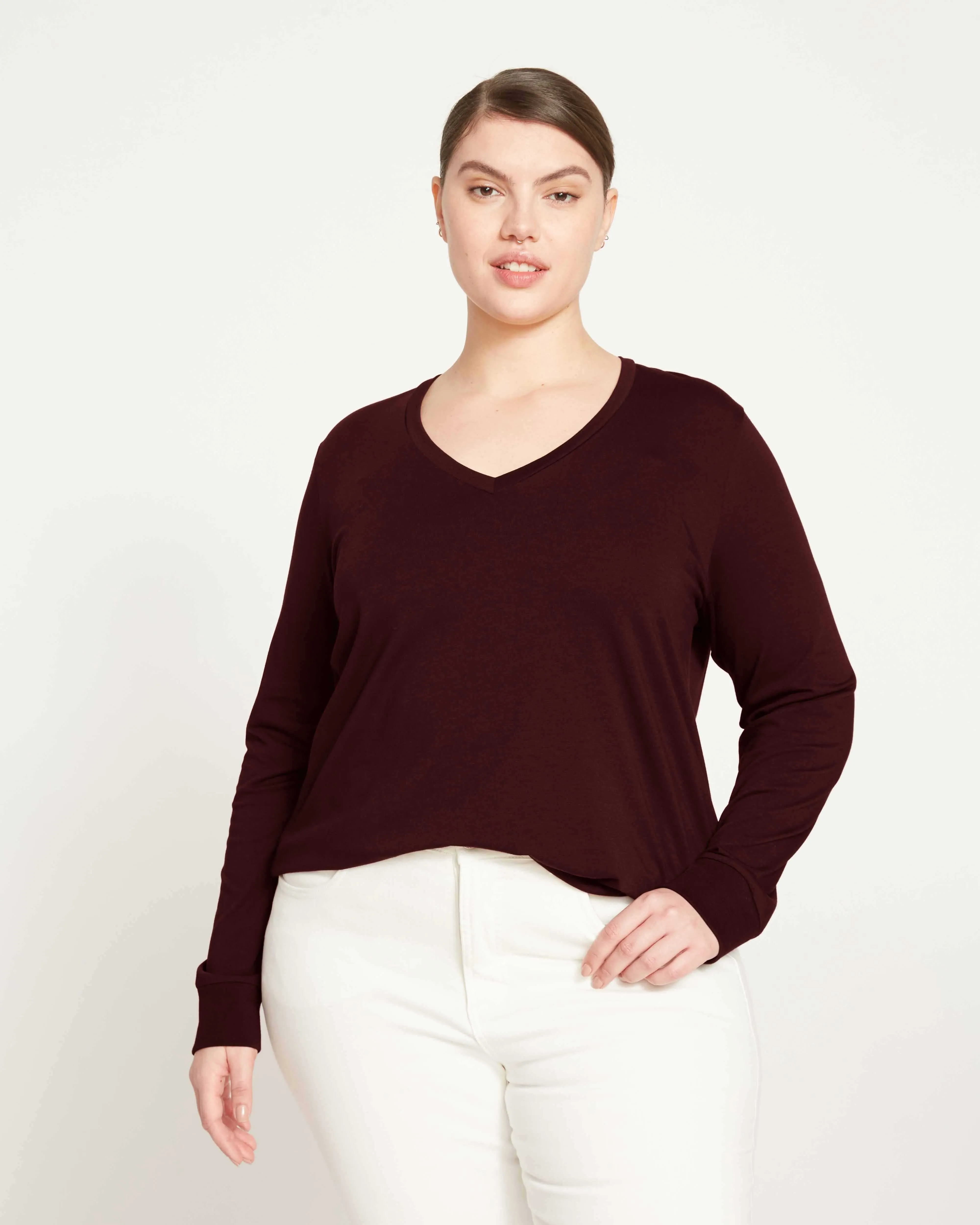 Long Sleeve V Rex - Black Cherry sold by Universal Standard product image thumbnail 2