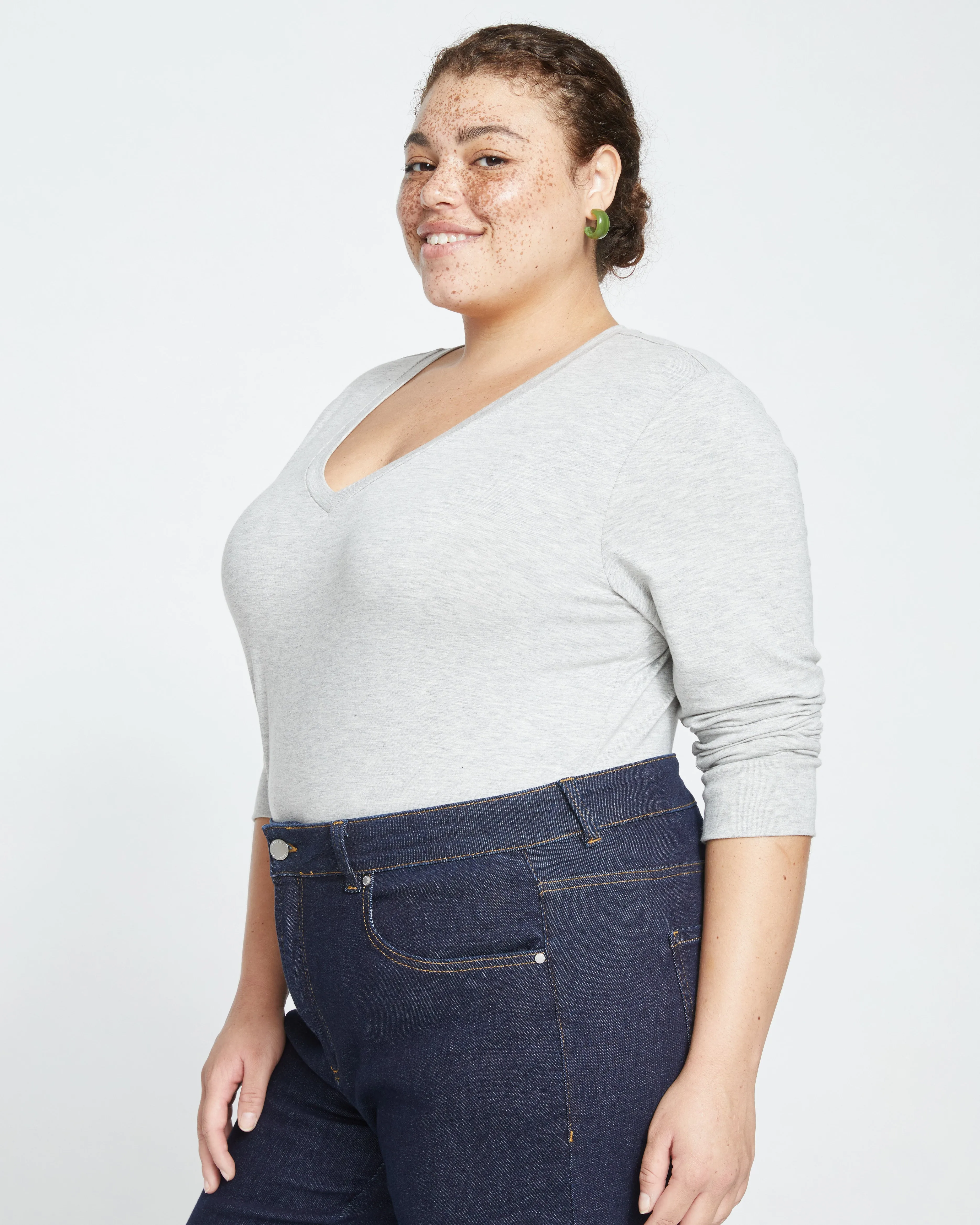 Long Sleeve V Rex - Heather Grey sold by Universal Standard product image thumbnail 3