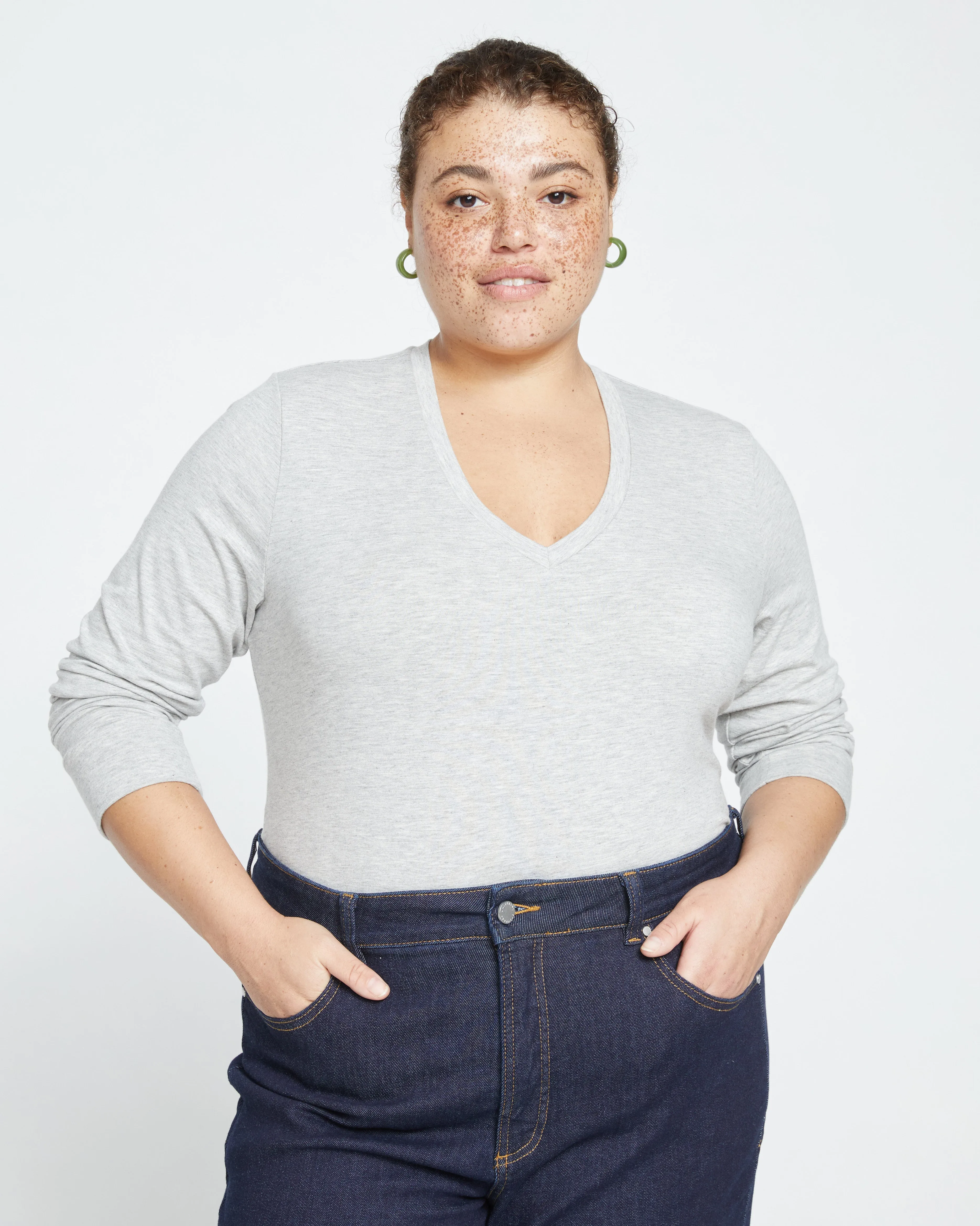 Long Sleeve V Rex - Heather Grey sold by Universal Standard