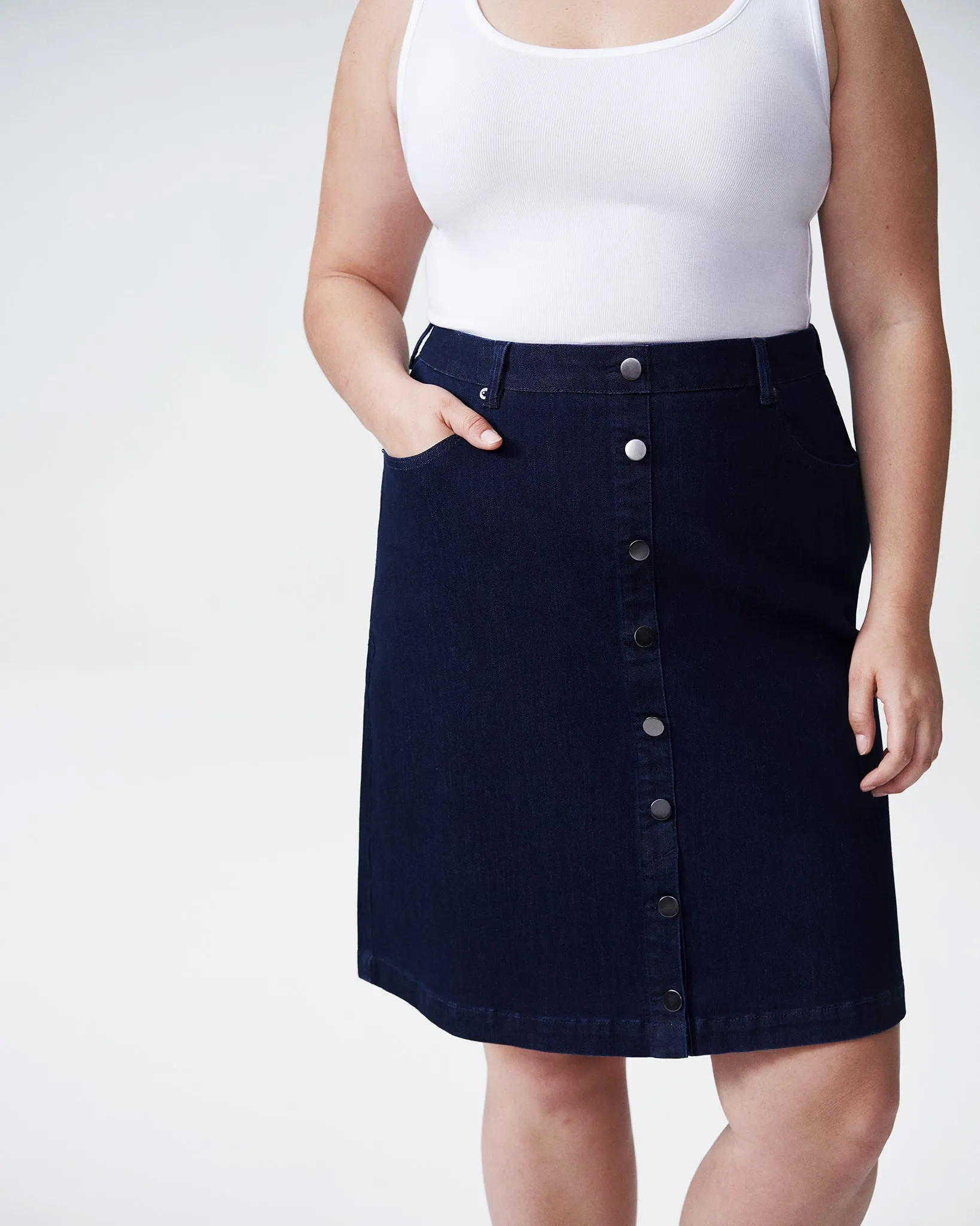 Ang Denim Button Down Skirt - Dark Indigo sold by Universal Standard product image thumbnail 5