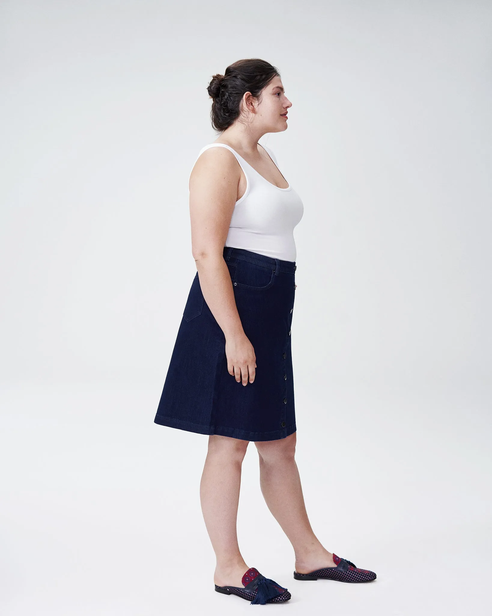 Ang Denim Button Down Skirt - Dark Indigo sold by Universal Standard product image thumbnail 3