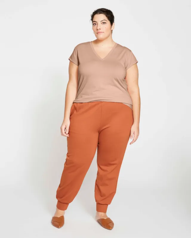 Ashley V Neck Cap Sleeve Tee - Mahogany Rose sold by Universal Standard